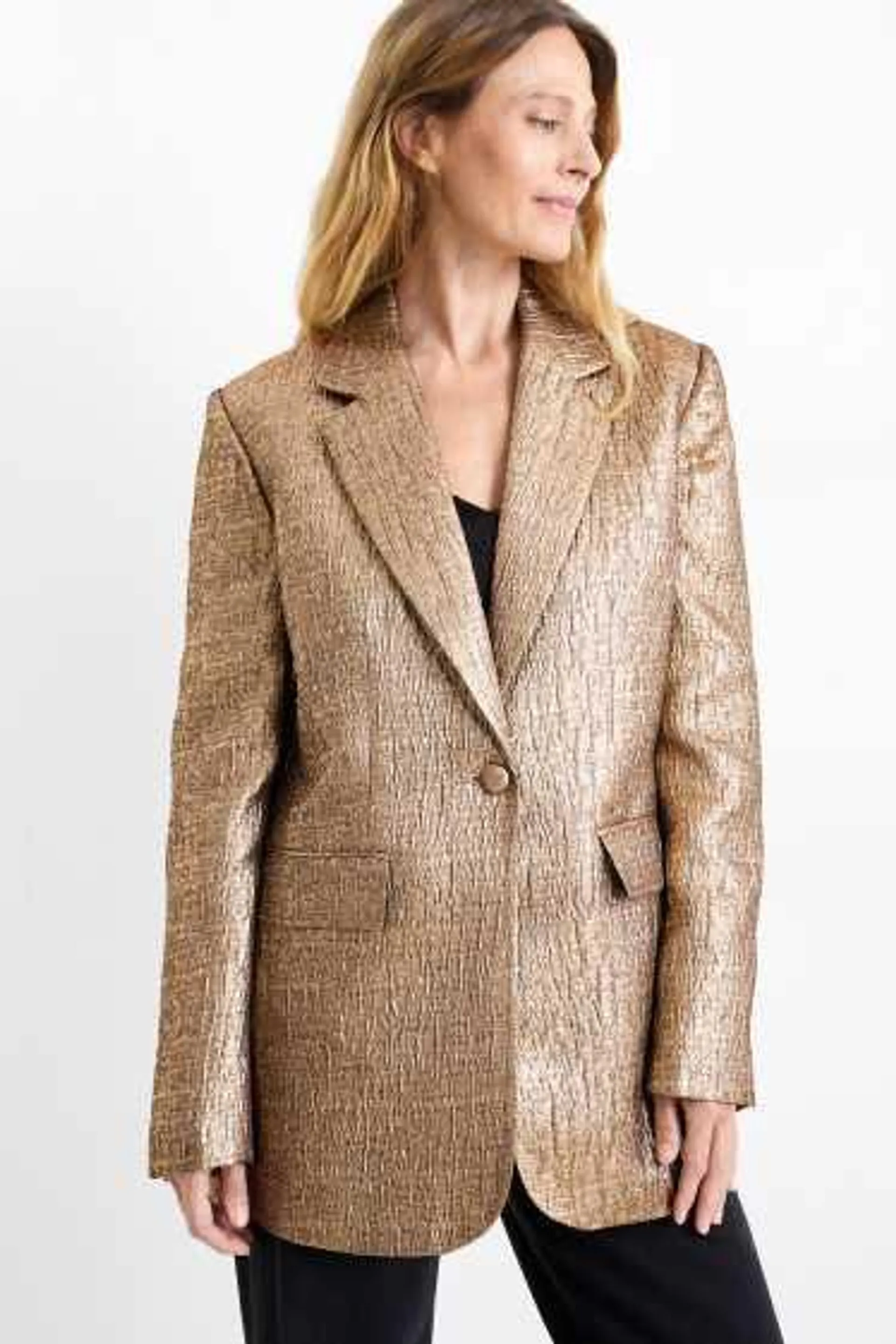 Long blazer - relaxed fit - shiny