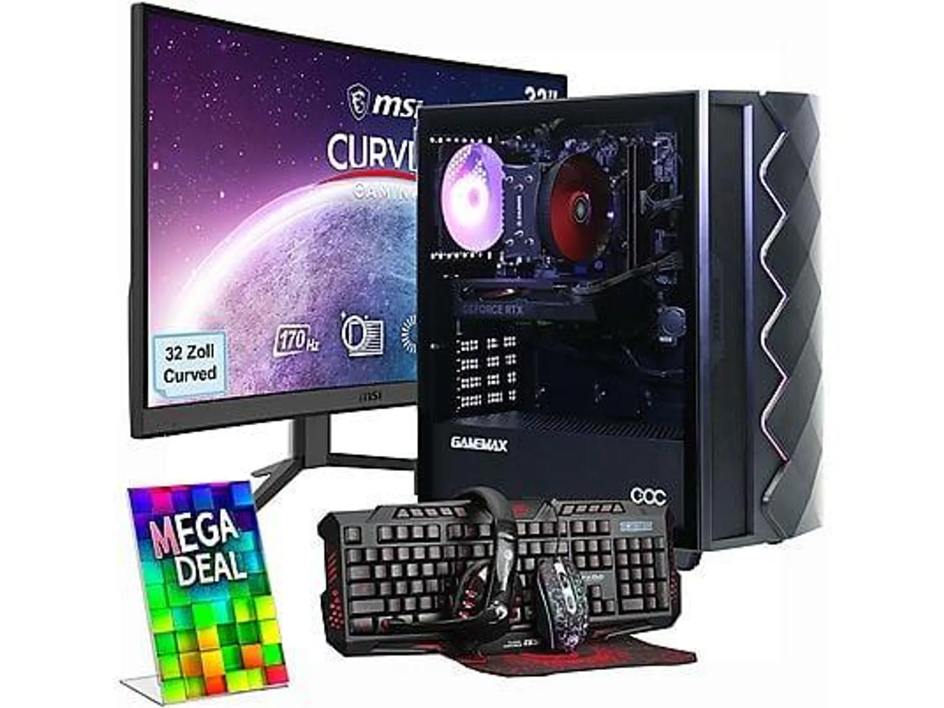 GAMEMAX Diamond BK + G32C4 E2, Gaming-PC-Komplettsystem mit AMD Ryzen™ 5 5500 Prozessor, 32 GB RAM, 1 TB SSD, NVIDIA GeForce RTX™ 4060, Windows 11 Home (64 Bit)