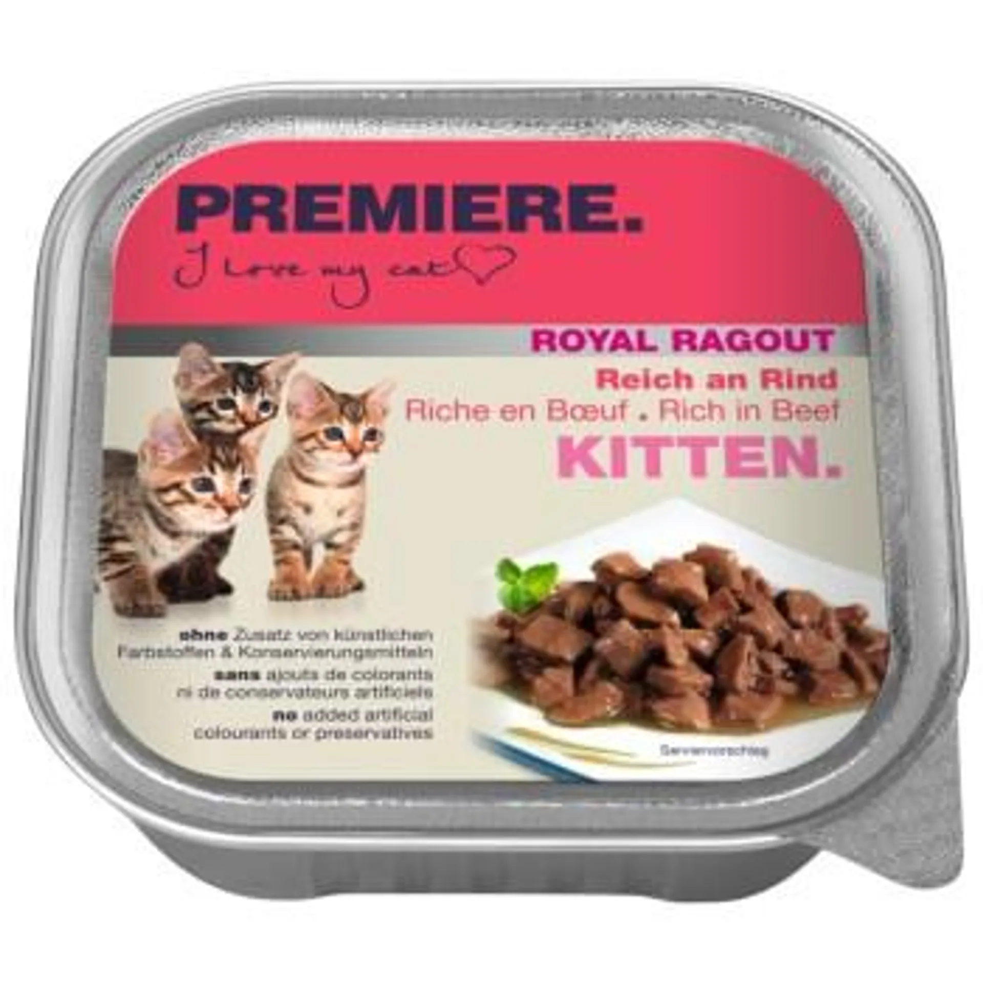 PREMIERE Royal Ragout Kitten Reich an Rind 16x100 g