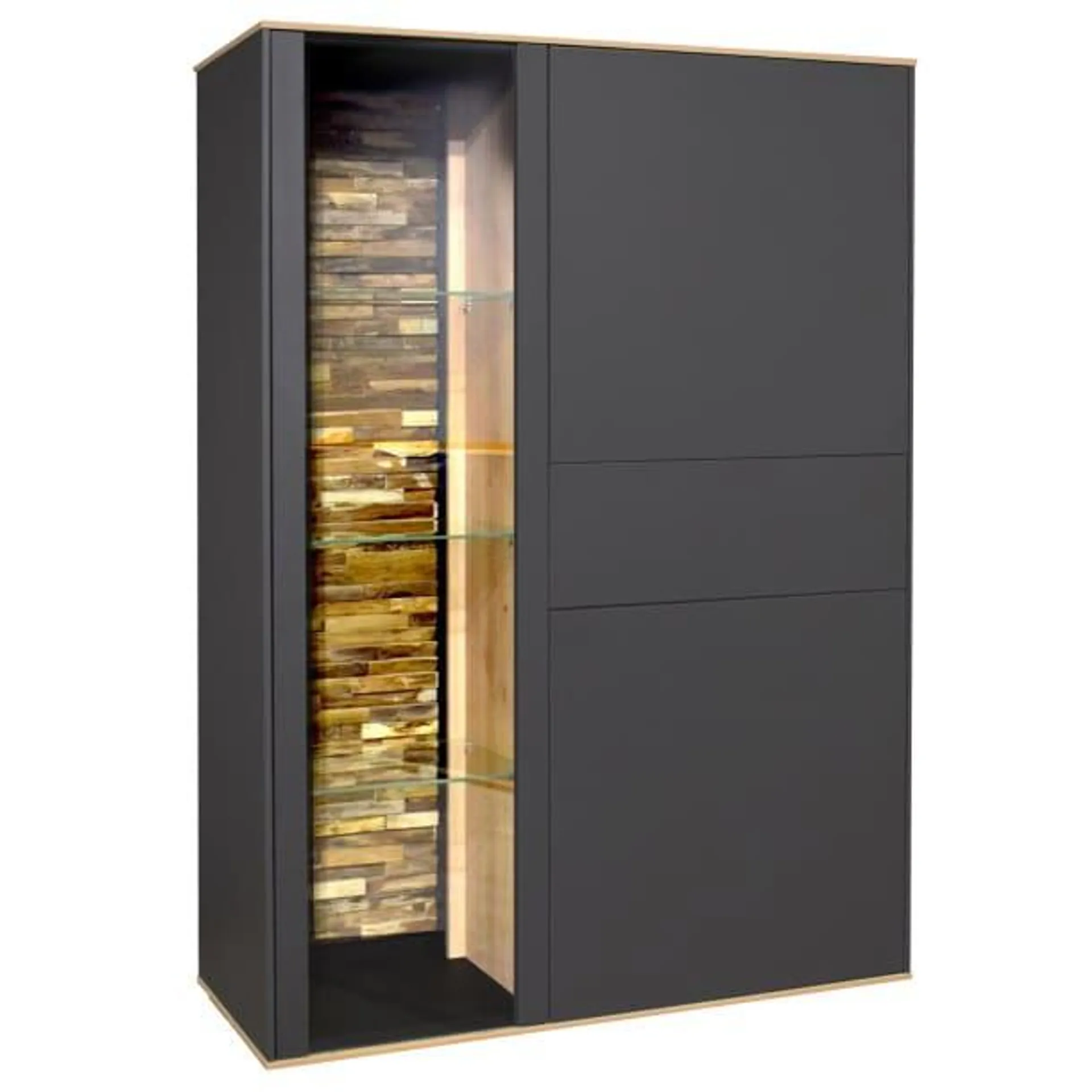 Highboard Como101x145x42 cm Anthrazit matt lack / Asteiche-Dekor