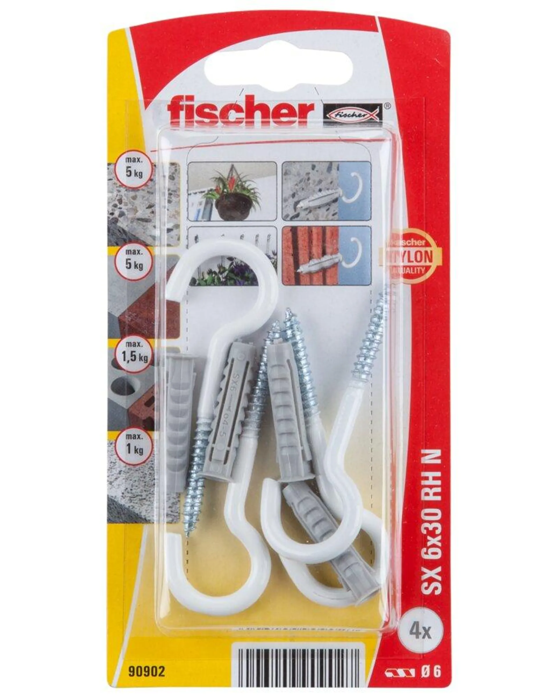 Fischer Krogdyvel 6 x 30 mm hvid 4-pak