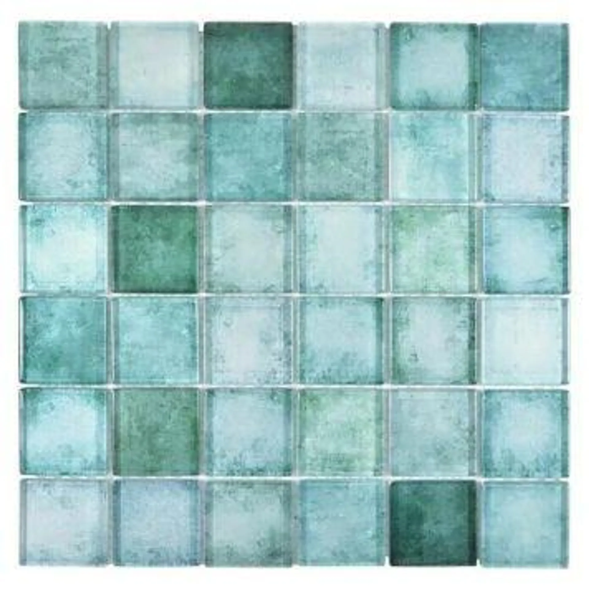 Mosaik square crystal mix grøn 300X300X8 mm