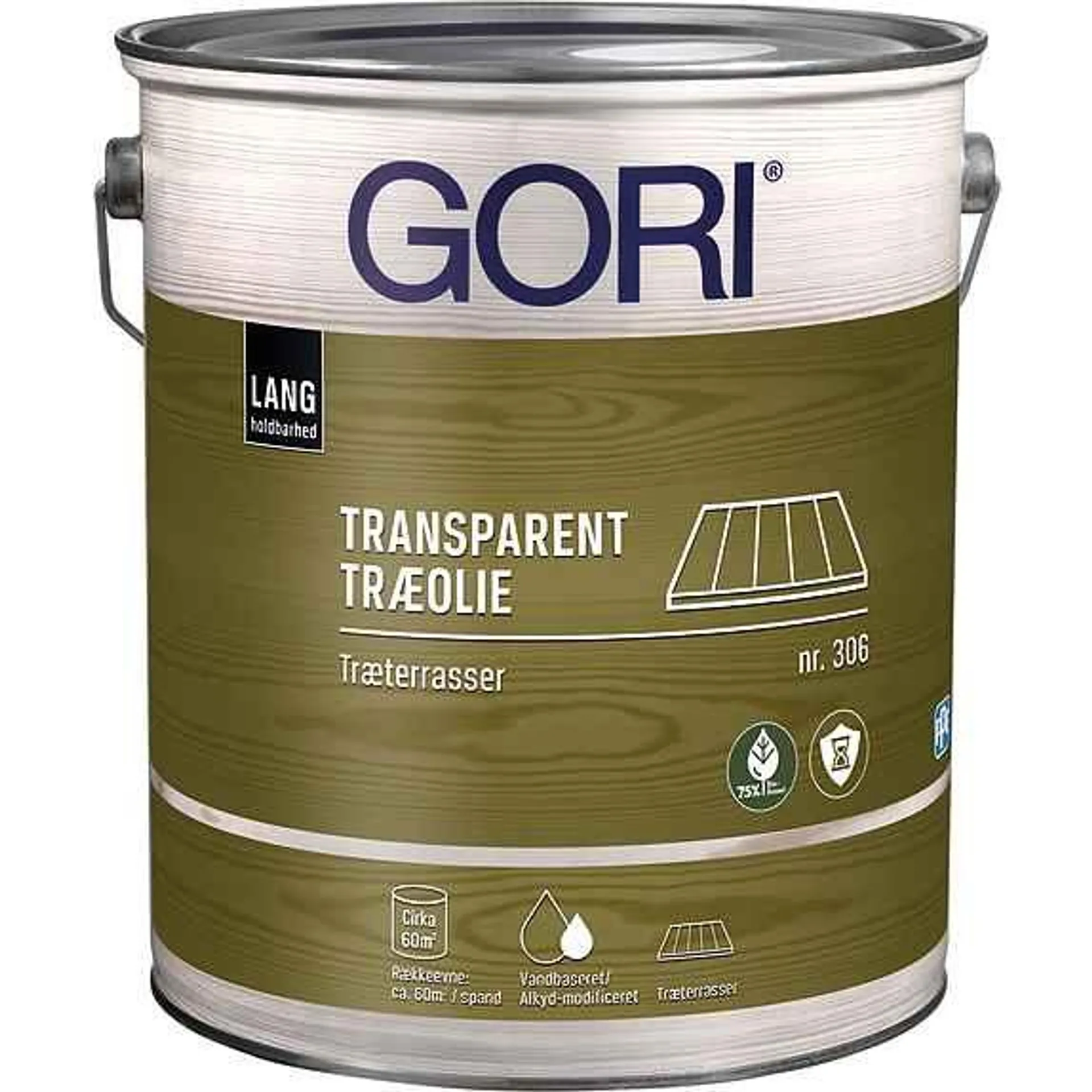 Gori 306 transparent træolie 5 liter – mørk pine