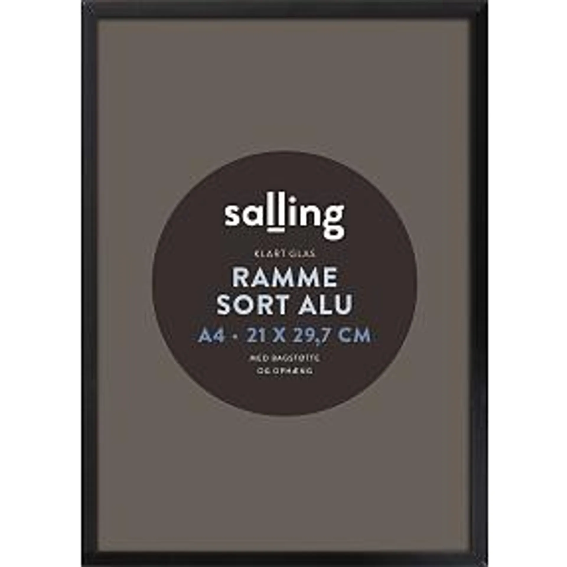 Sort ramme m. glas - 21x29,7 cm