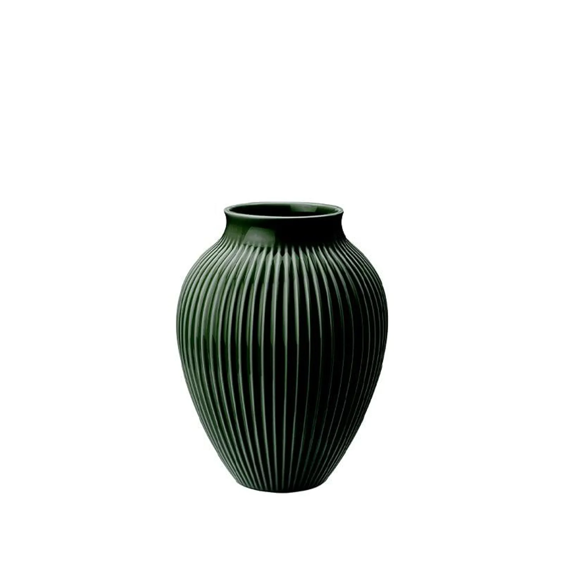 Knabstrup vase riller mørkegrøn H20 cm