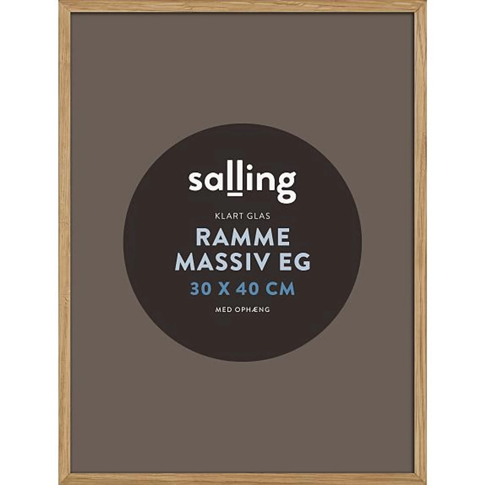 Ramme i massiv eg m. glas - 30x40 cm