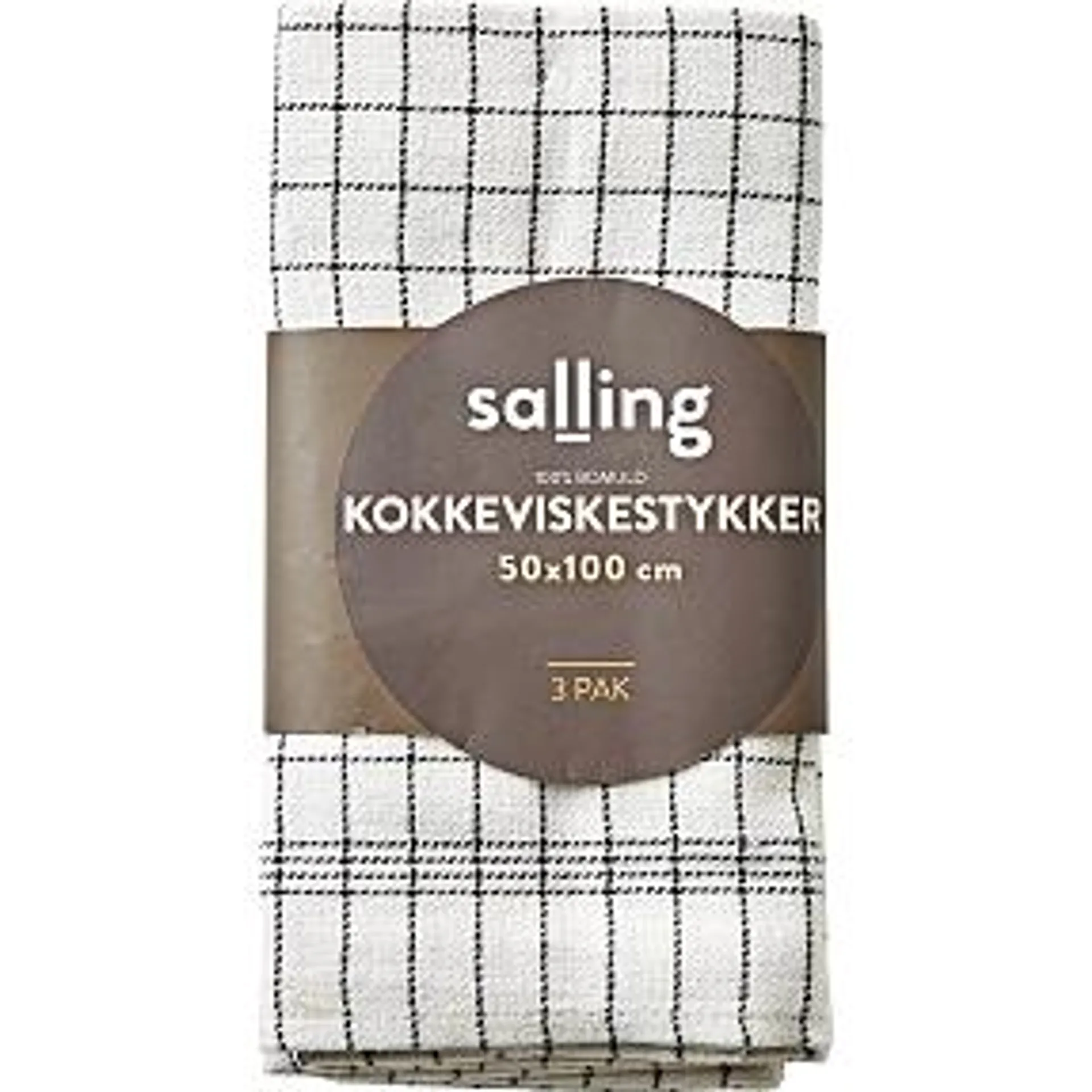 Salling kokkeviskestykker 3-pak - hvid med sort tern