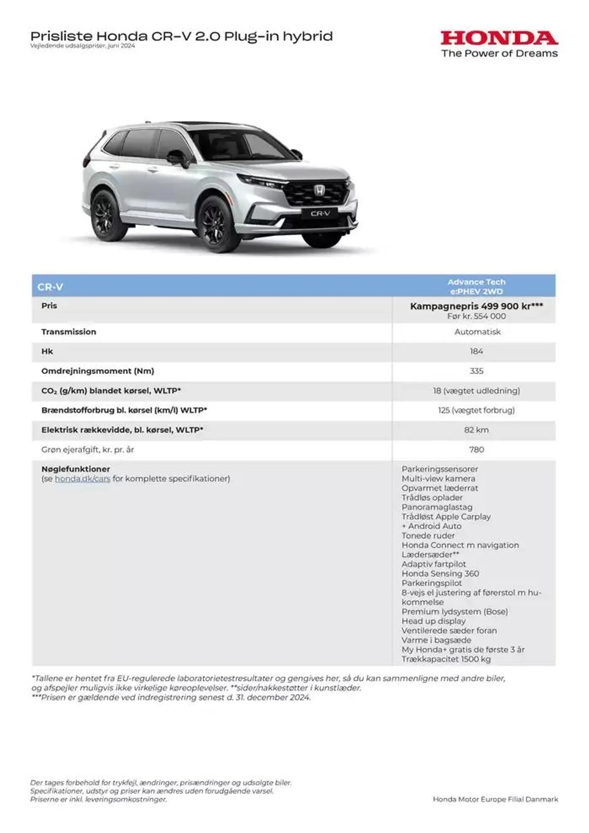 Honda CR-V PHEV prisliste Gyldig indtil 4. oktober - 4. oktober 2025 - tilbudsavis side 1