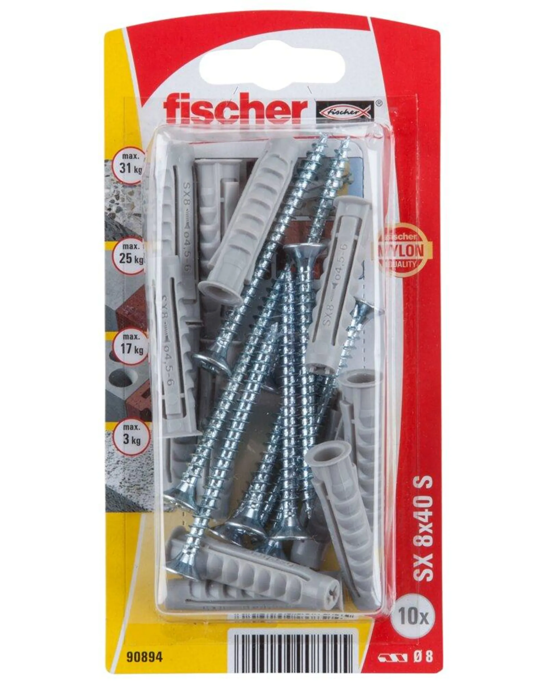 Fischer Dyvel med skrue 8 x 40 mm 10-pak