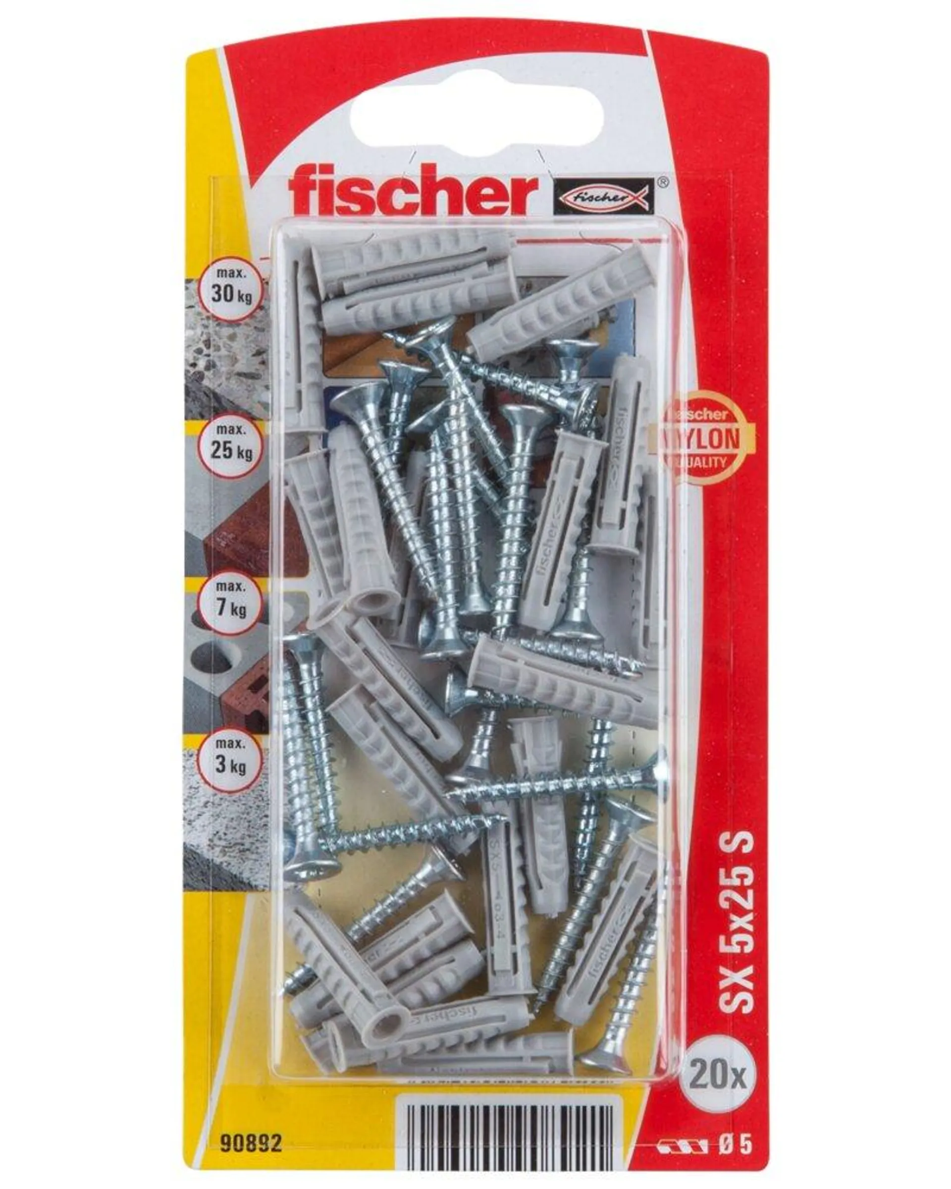 Fischer Dyvel med skrue 5 x 25 mm 20-pak