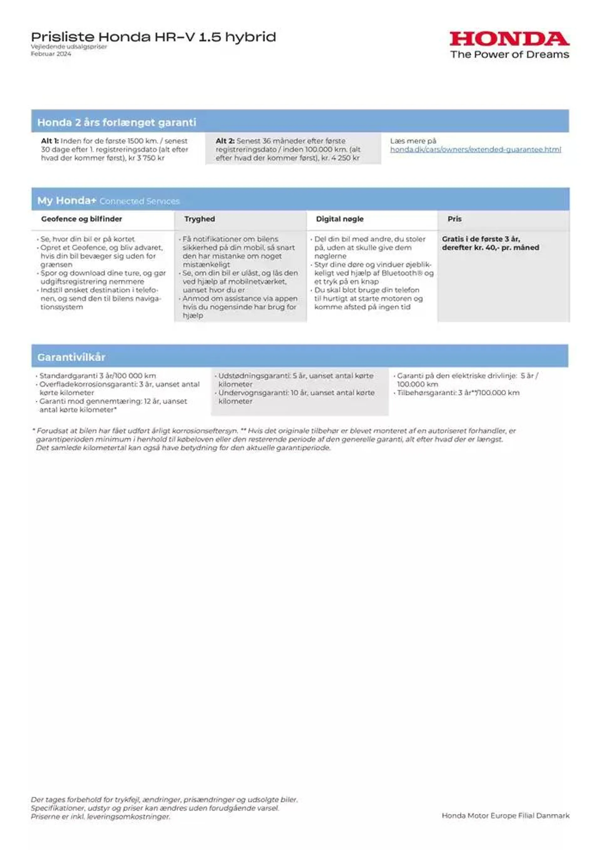 Honda HR-V prisliste Gyldig indtil 4. oktober - 4. oktober 2025 - tilbudsavis side 3