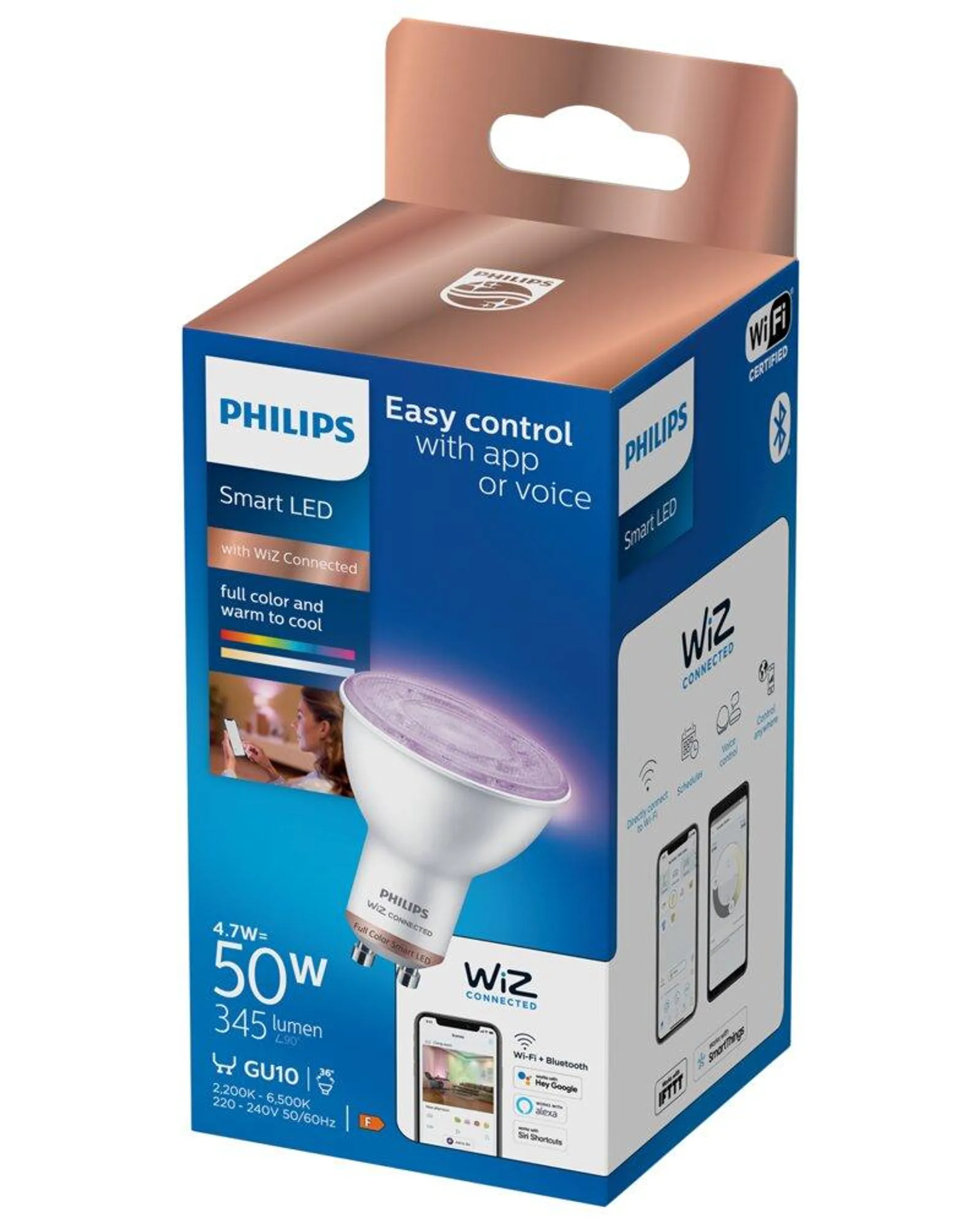 PHILIPS Smart LED-pære 4,7W GU10 - Full Color