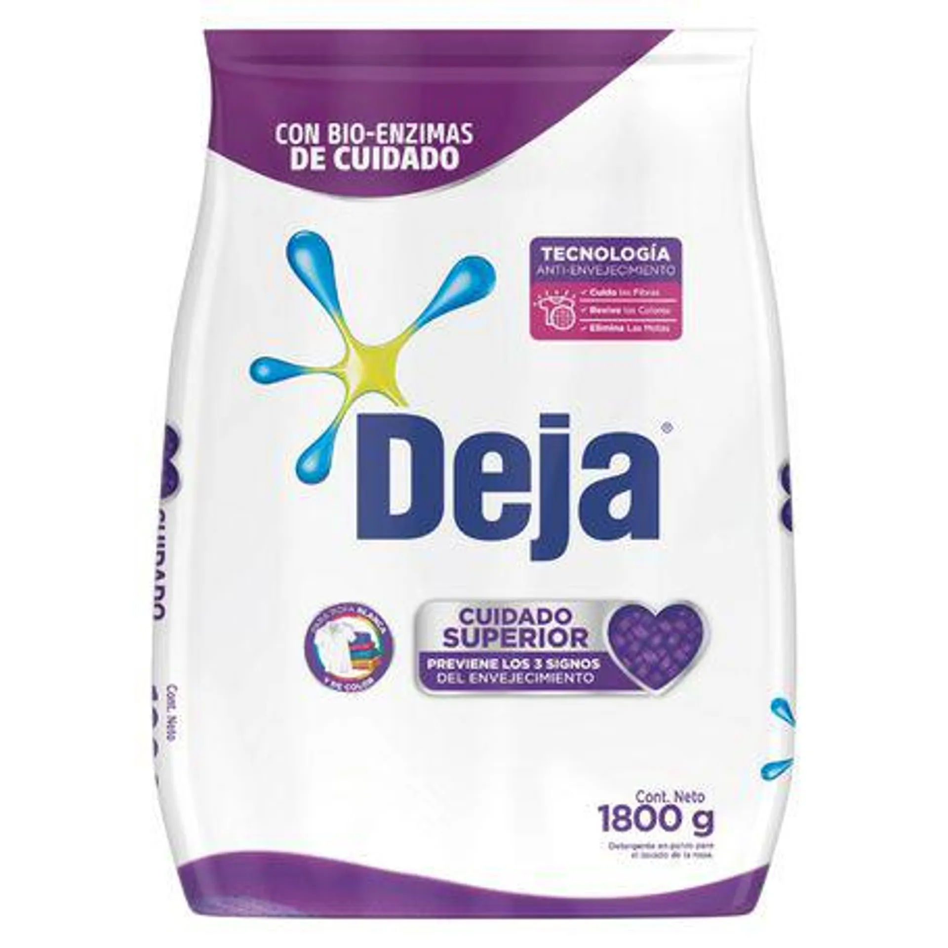 Detergente en Polvo Deja Cuidado Superior 1800g