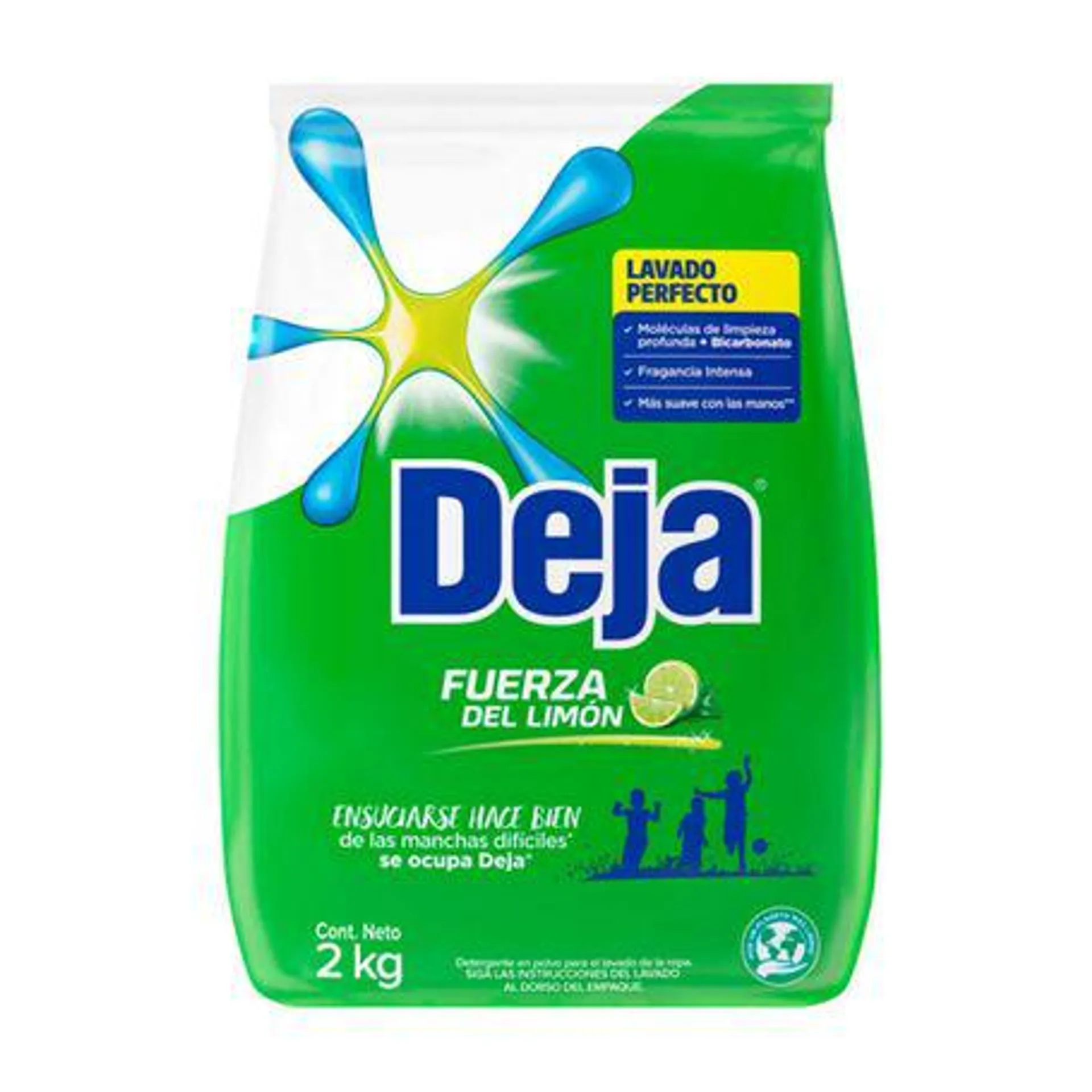 Detergente en Polvo Deja Fuerza de Limón con Bicarbonato 2Kg