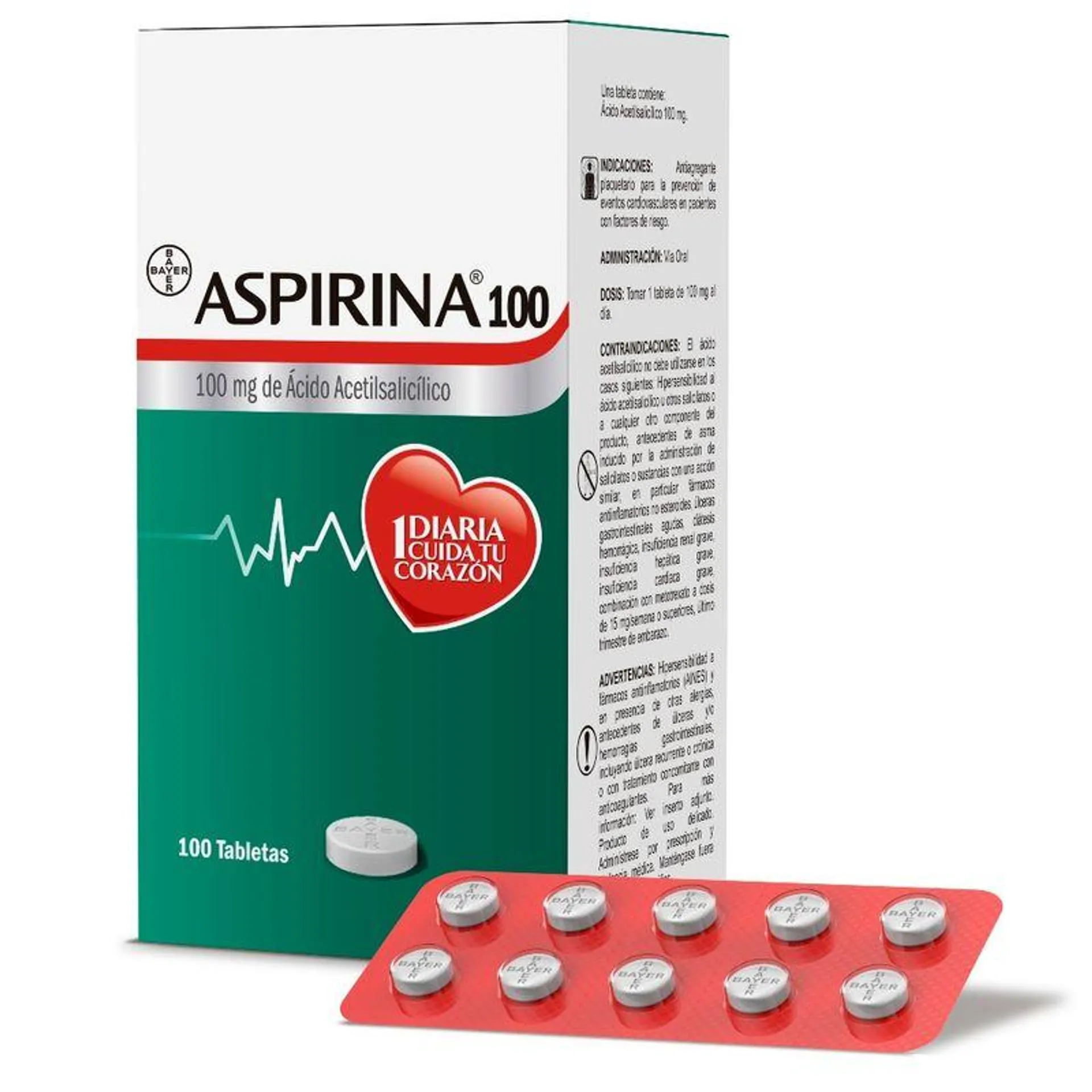 Aspirina 100 mg Caja con 100 Tabletas