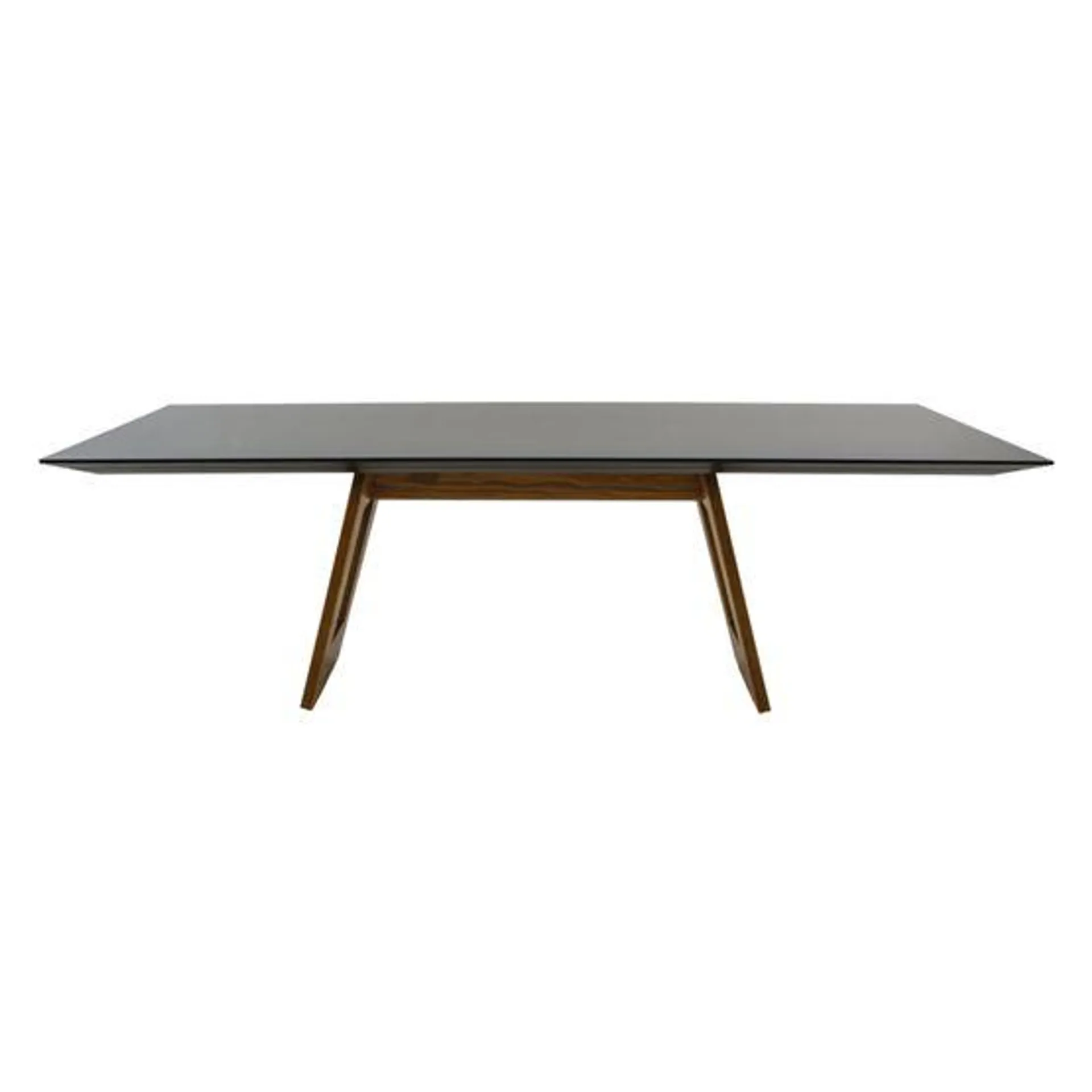 Mesa Comedor Rectangular Boselli | Bi Color Walnut - Negro - Vidrio Negro