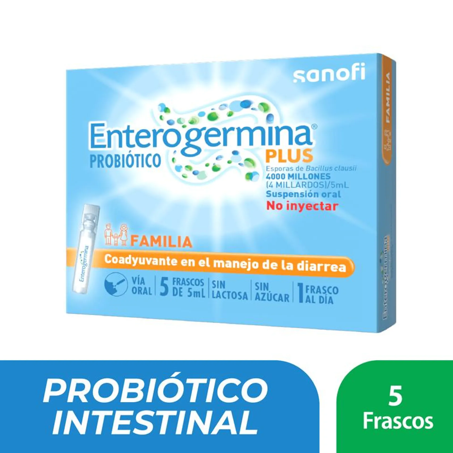 Enterogermina Plus Suspensión 4 Millardos / 5 mL Caja con 5 Unidades