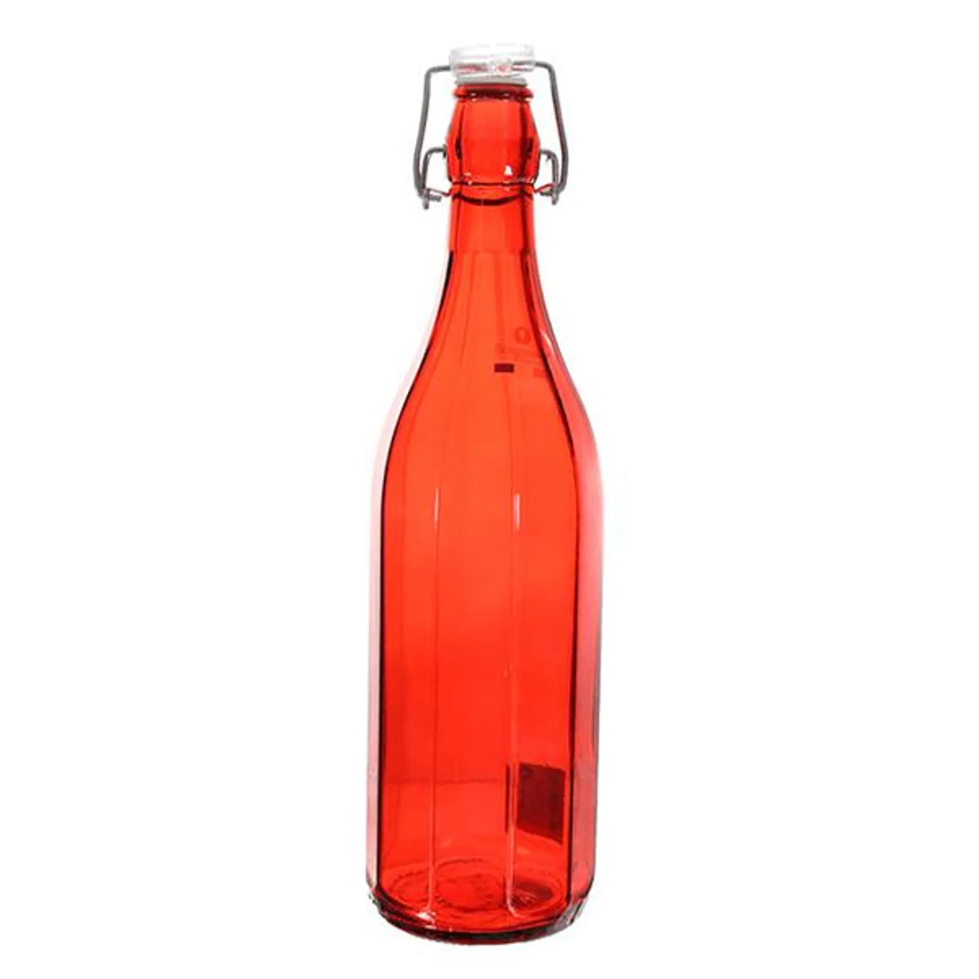 Botella de vidrio Wilma Roja 1000 ml con tapa transparente