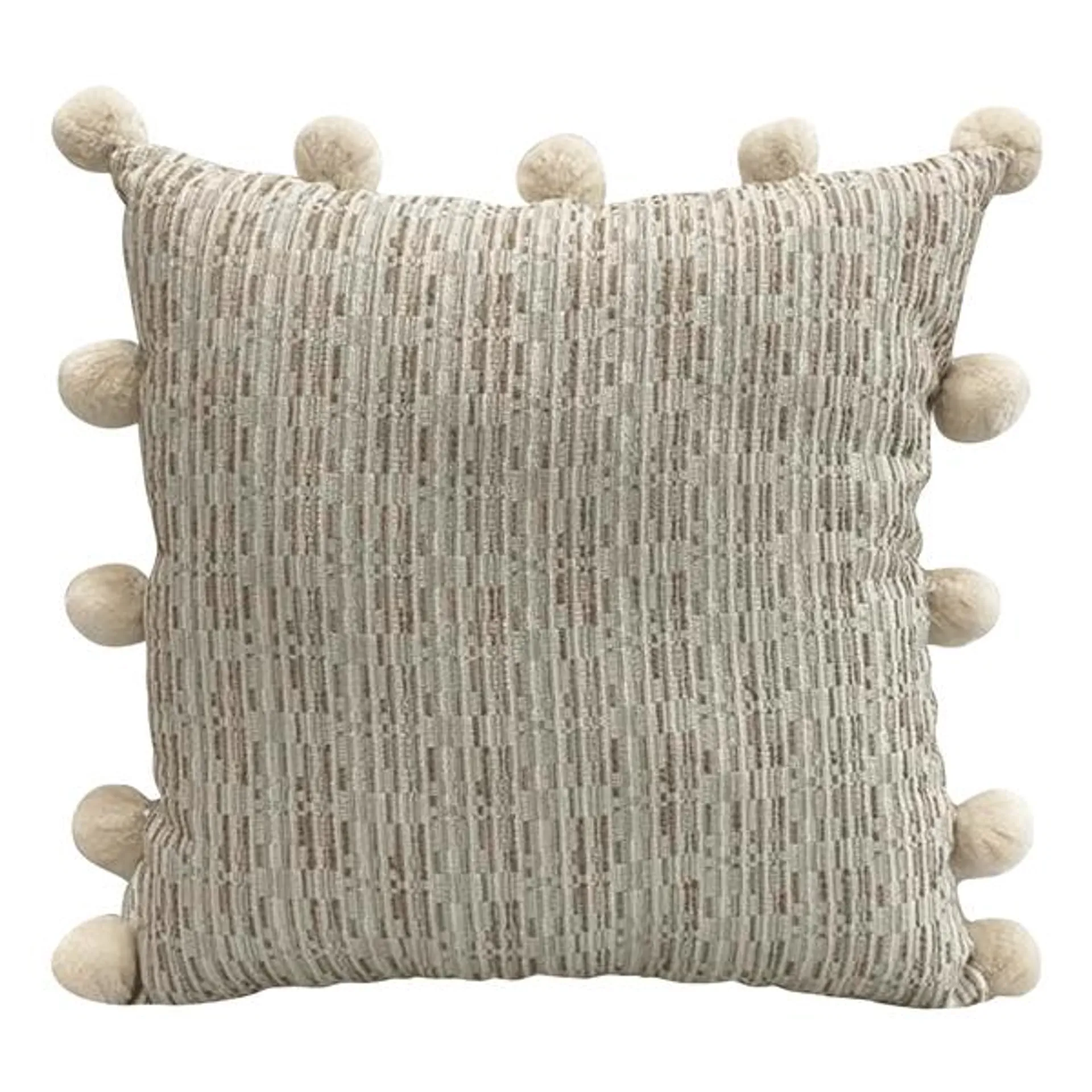 Cojín Chenille Pompom Colors Beige/Gris 45 x 45 cm