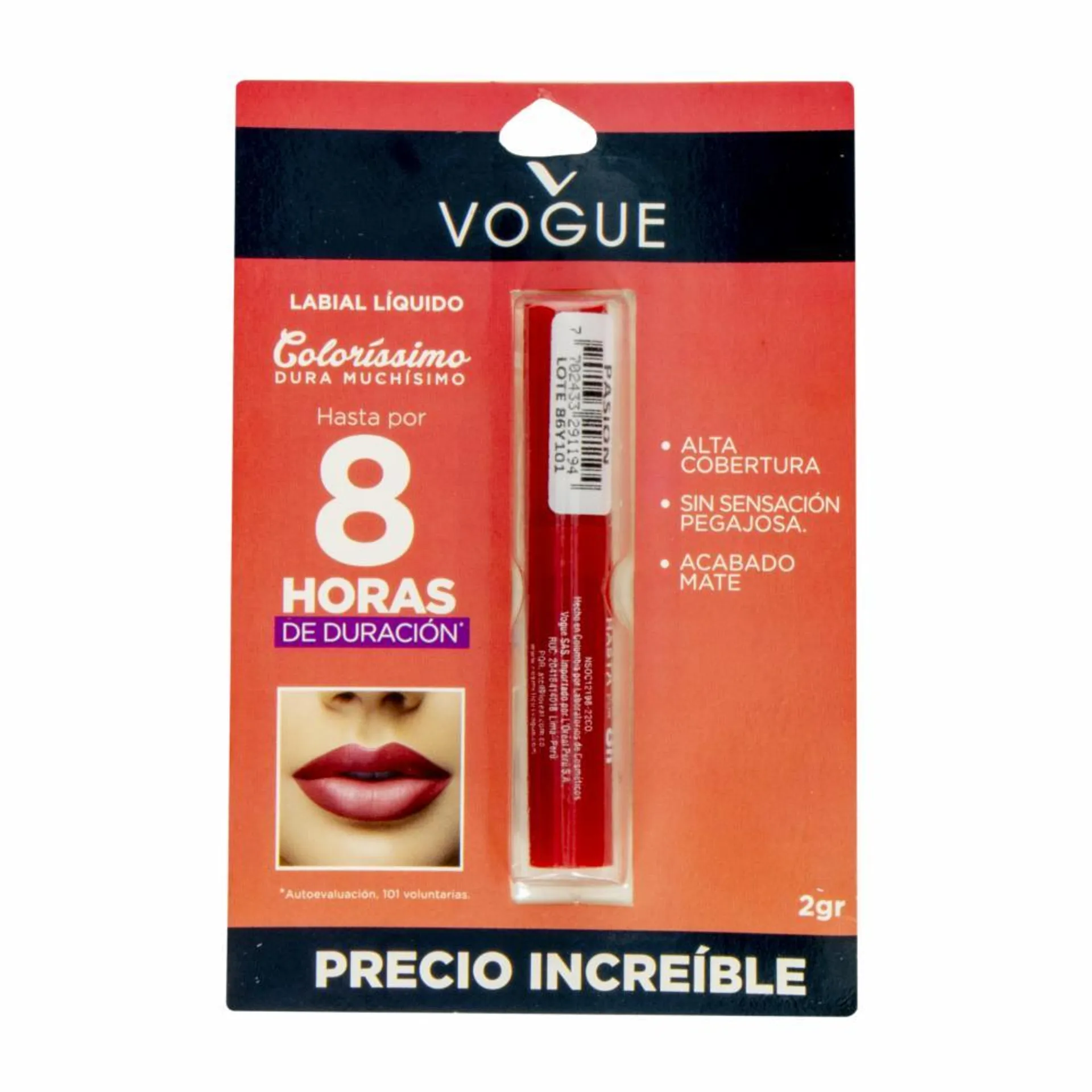 Labial Líquido Color Pasión De Larga Duración VOGUE 2 G