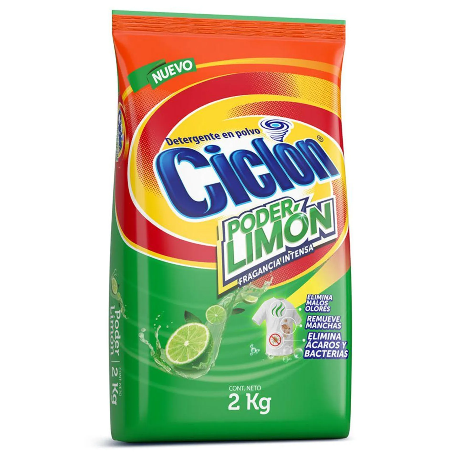 Detergente en polvo Ciclón Poder Limón 2kg