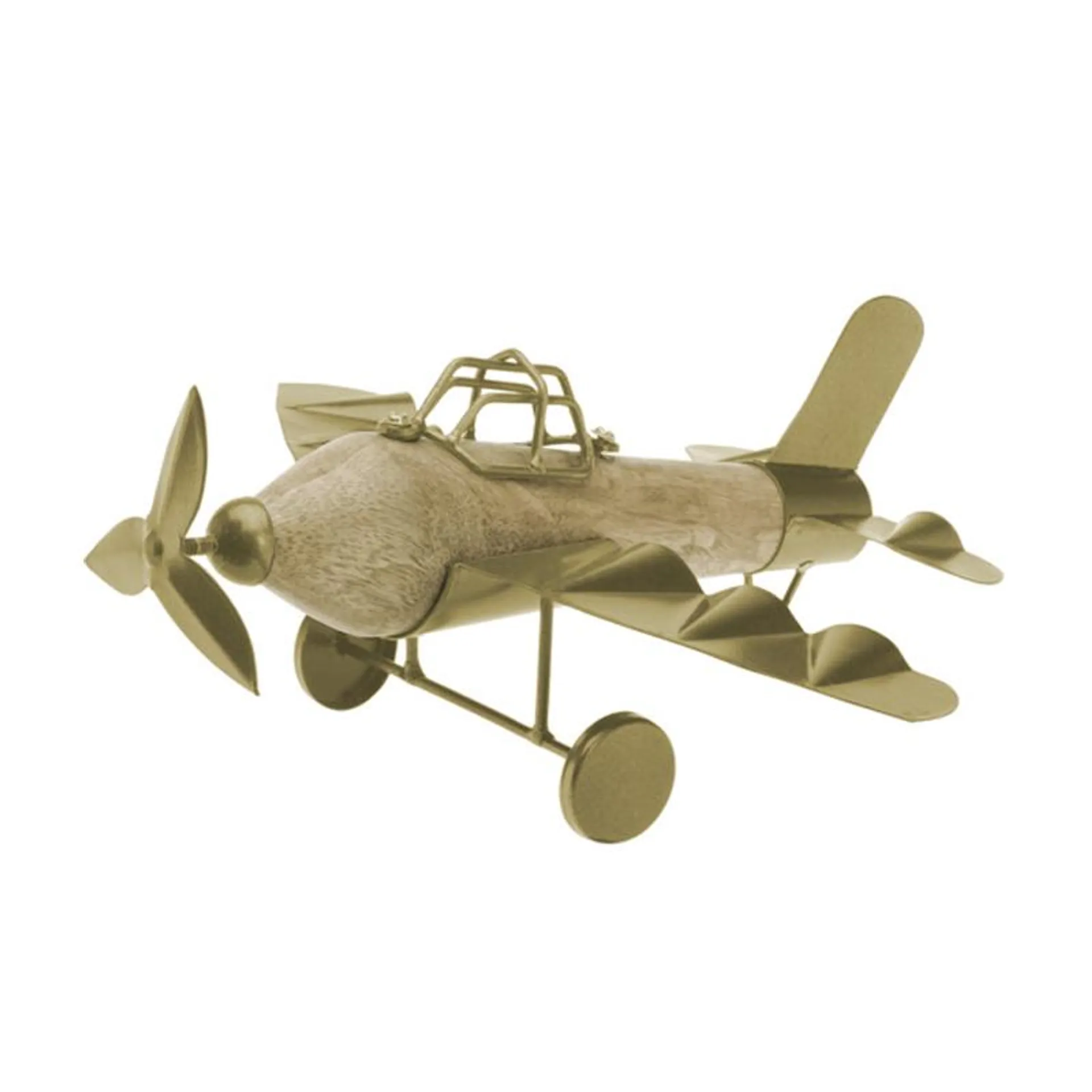 Adorno Avión de Madera y Metal 26cm