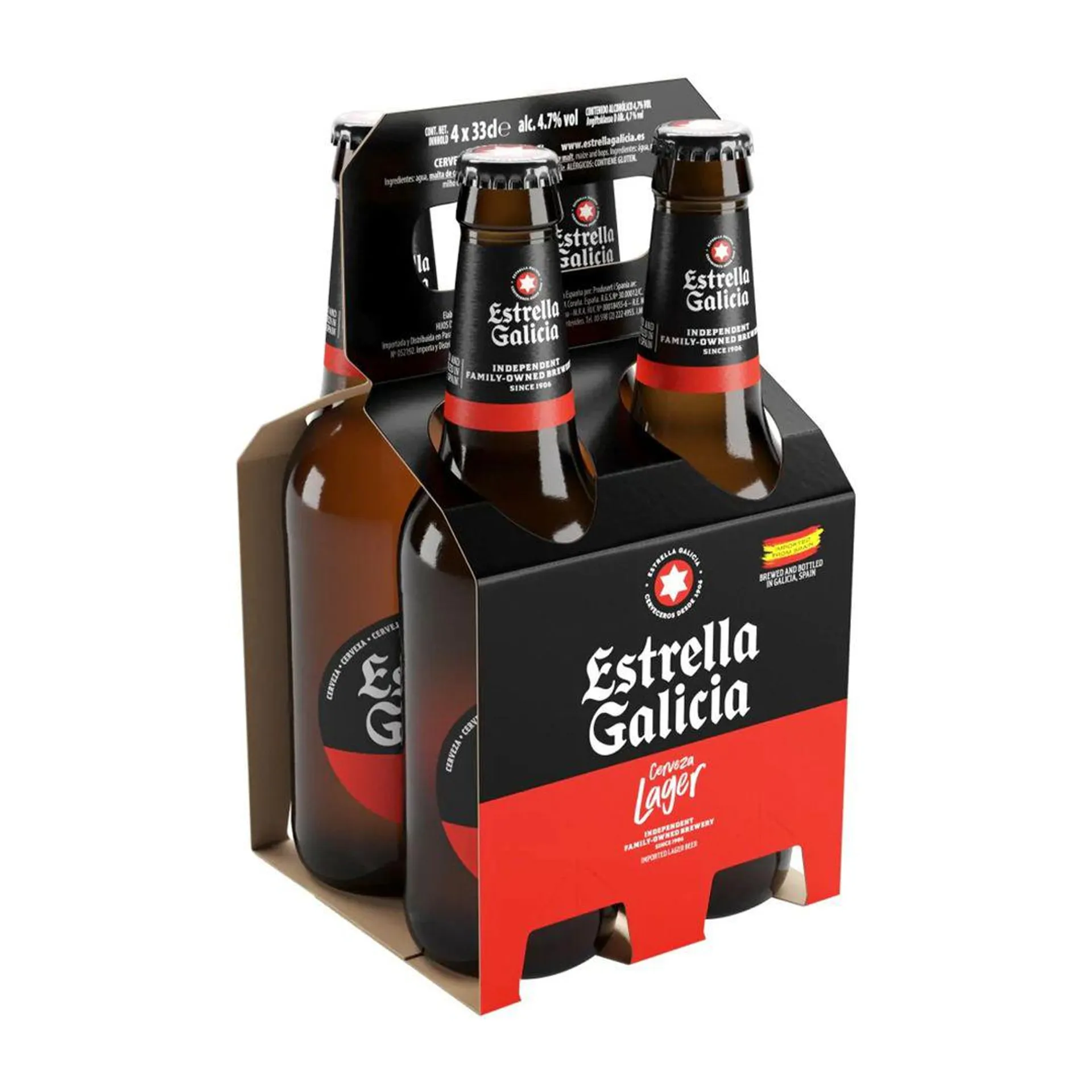 Pack 4 Uds Cerveza Estrella Galicia Premium Lager Botella 330ml
