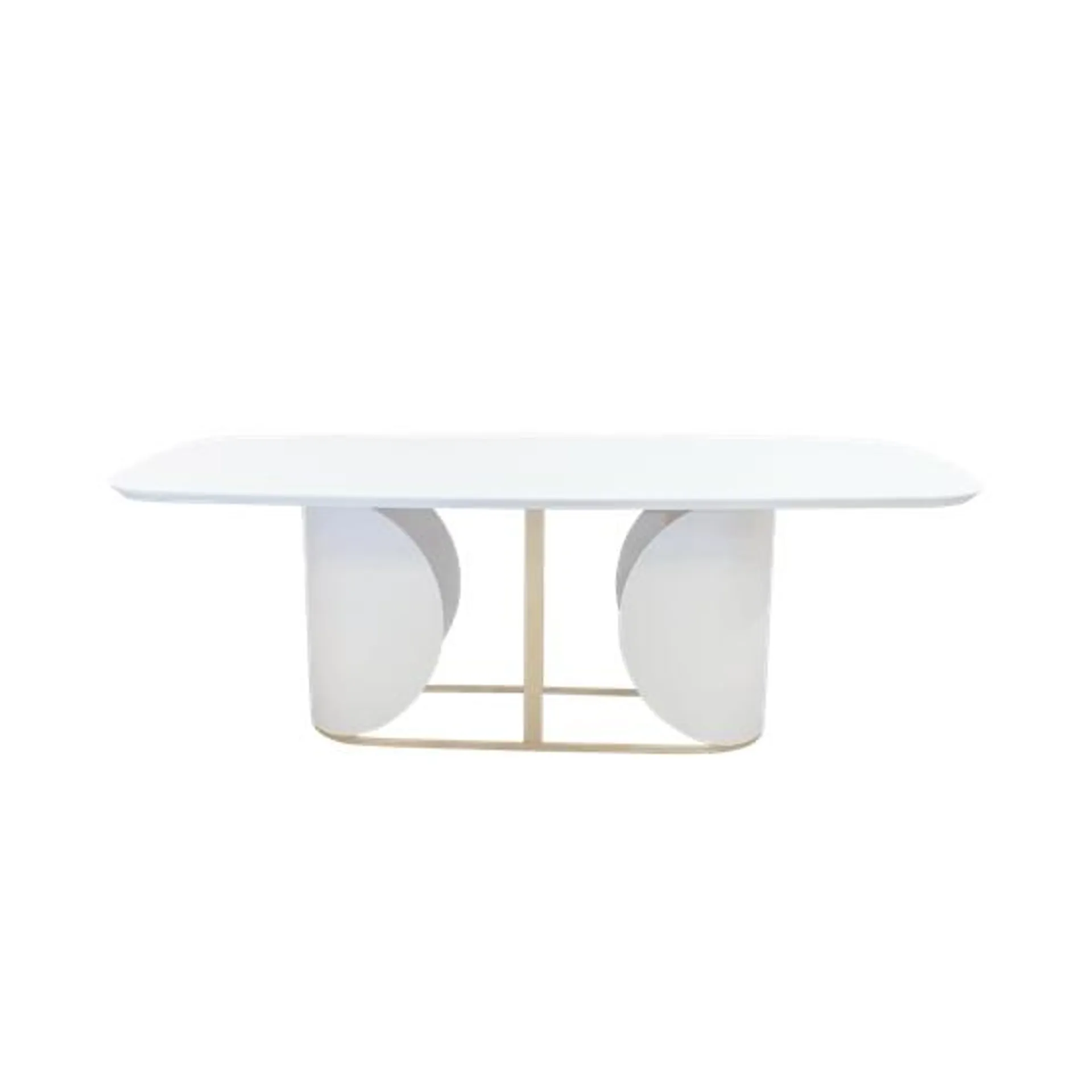 Mesa de Comedor Rectangular Franciele | Bi Color Blanco Dorado