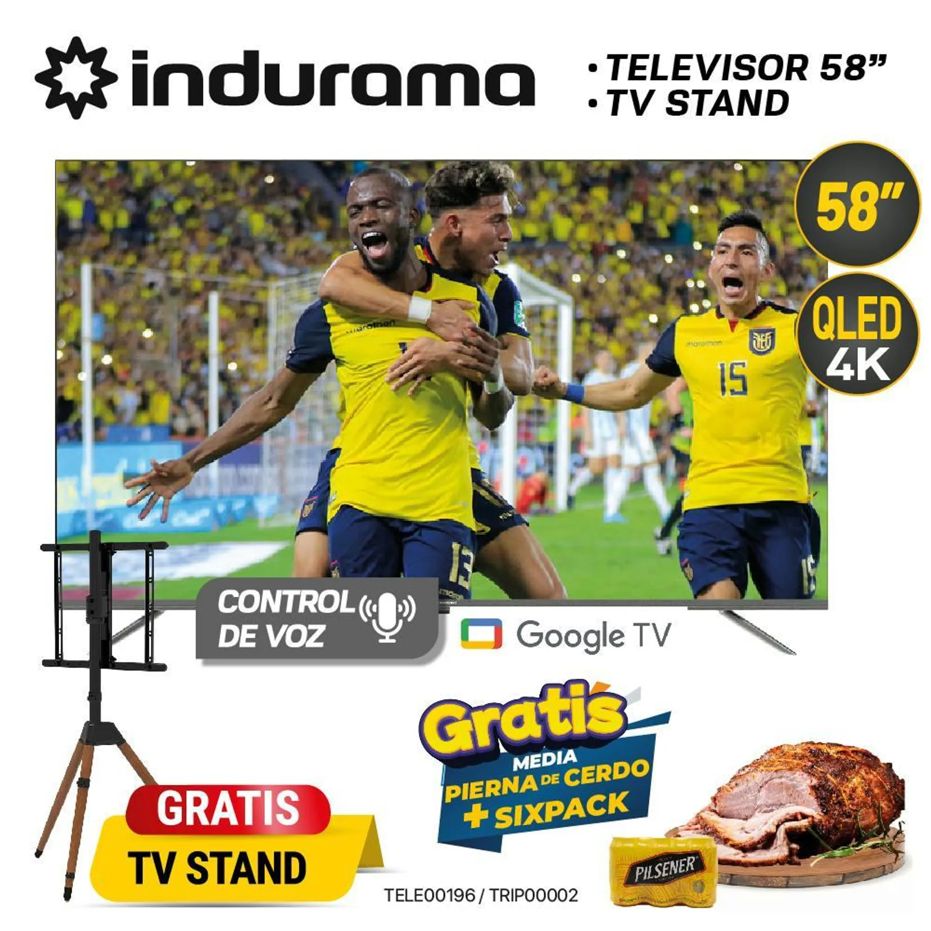 MINI COMBO 2: TV 58" QLED INDURAMA + STAND