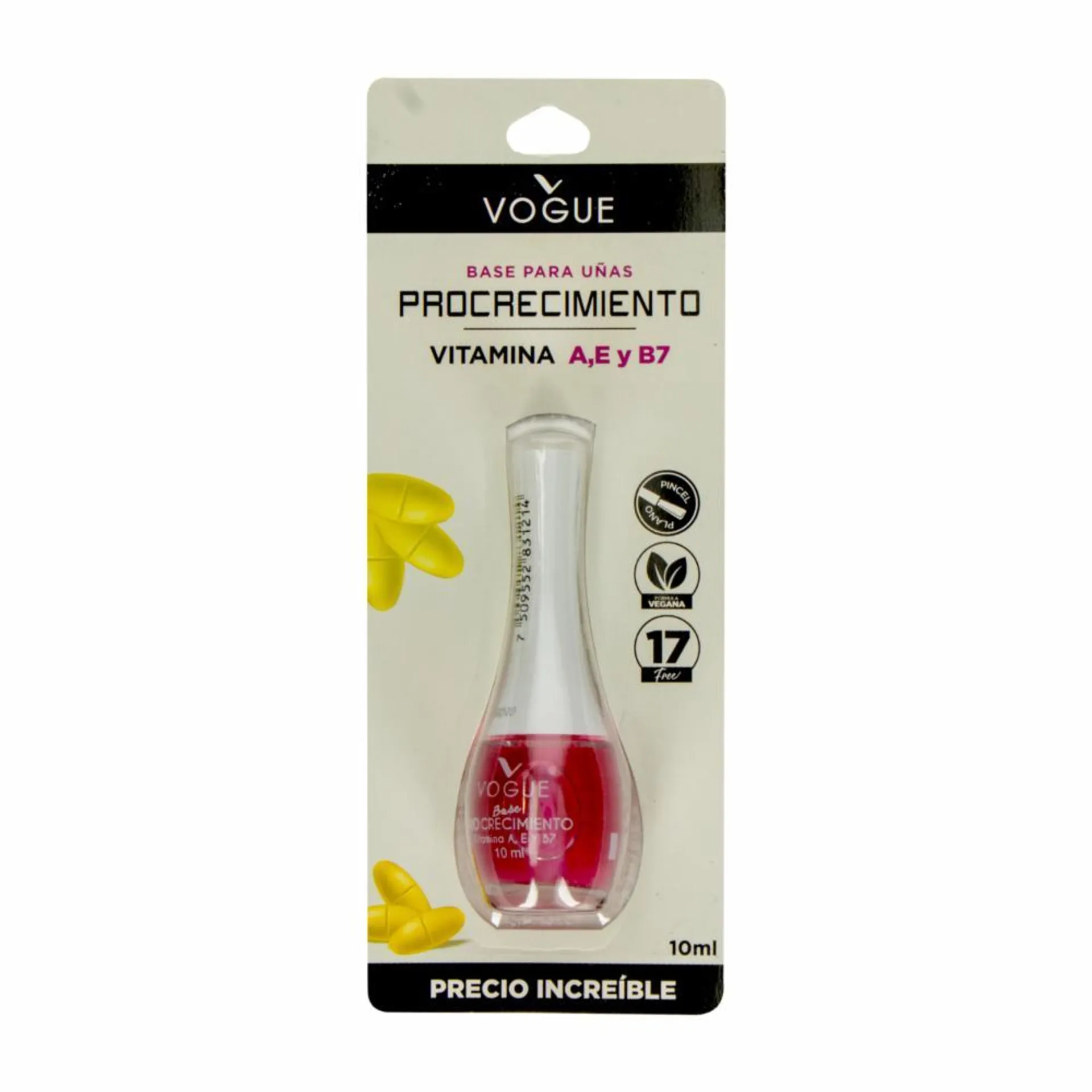 Base Para Uñas Procrecimiento Con Vitamina A, E Y B7 VOGUE 10 Ml