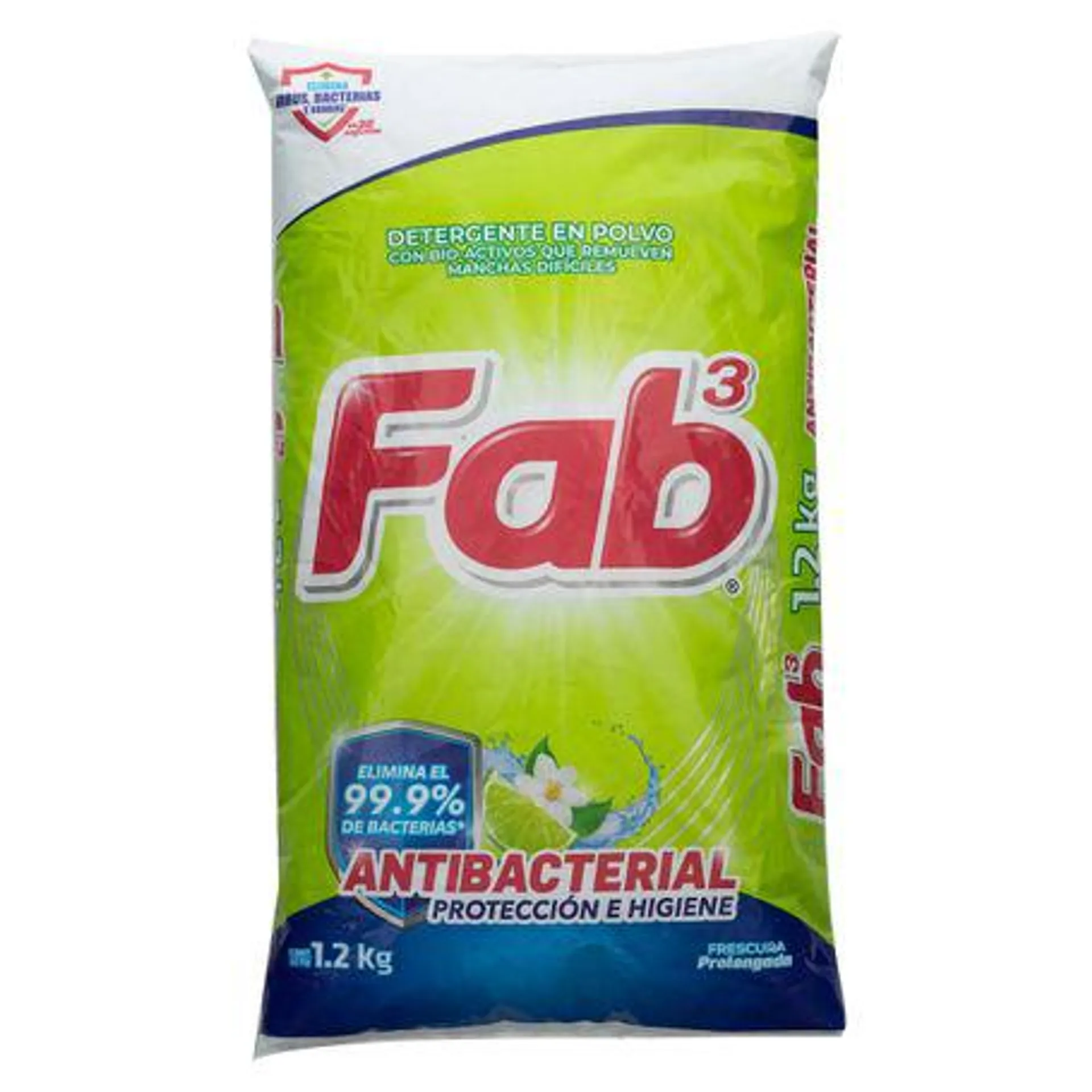 Detergente en Polvo Fab 3 Poderes Antibacterial Mi Medio Limón 1.2kg