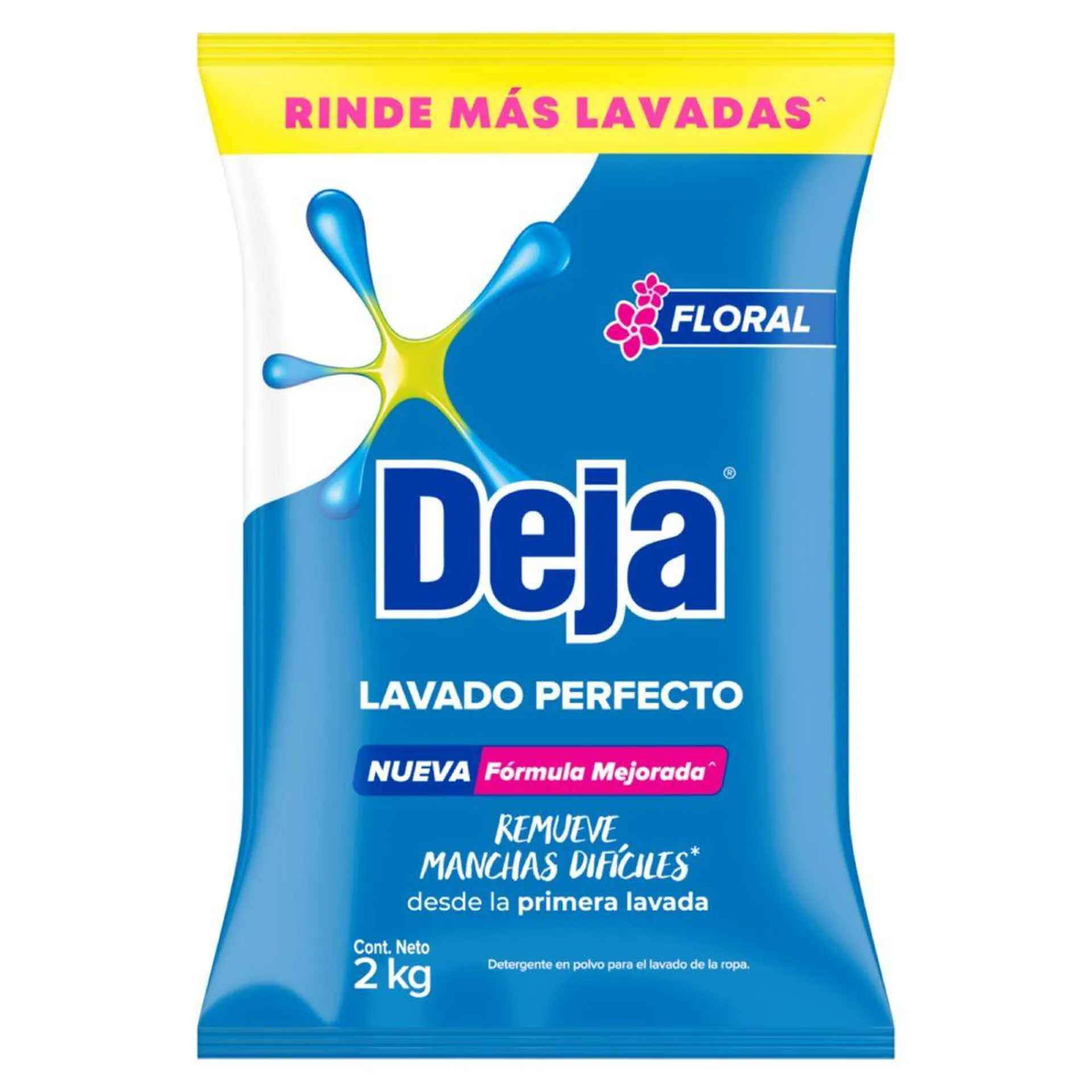 Detergente en Polvo Deja Lavado Perfecto Floral más Bicarbonato 2kg