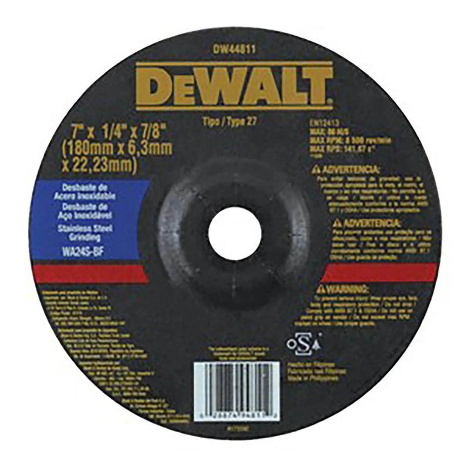 Disco Desbaste Acero Inox 7X1/4X7/8 Cd Dewalt