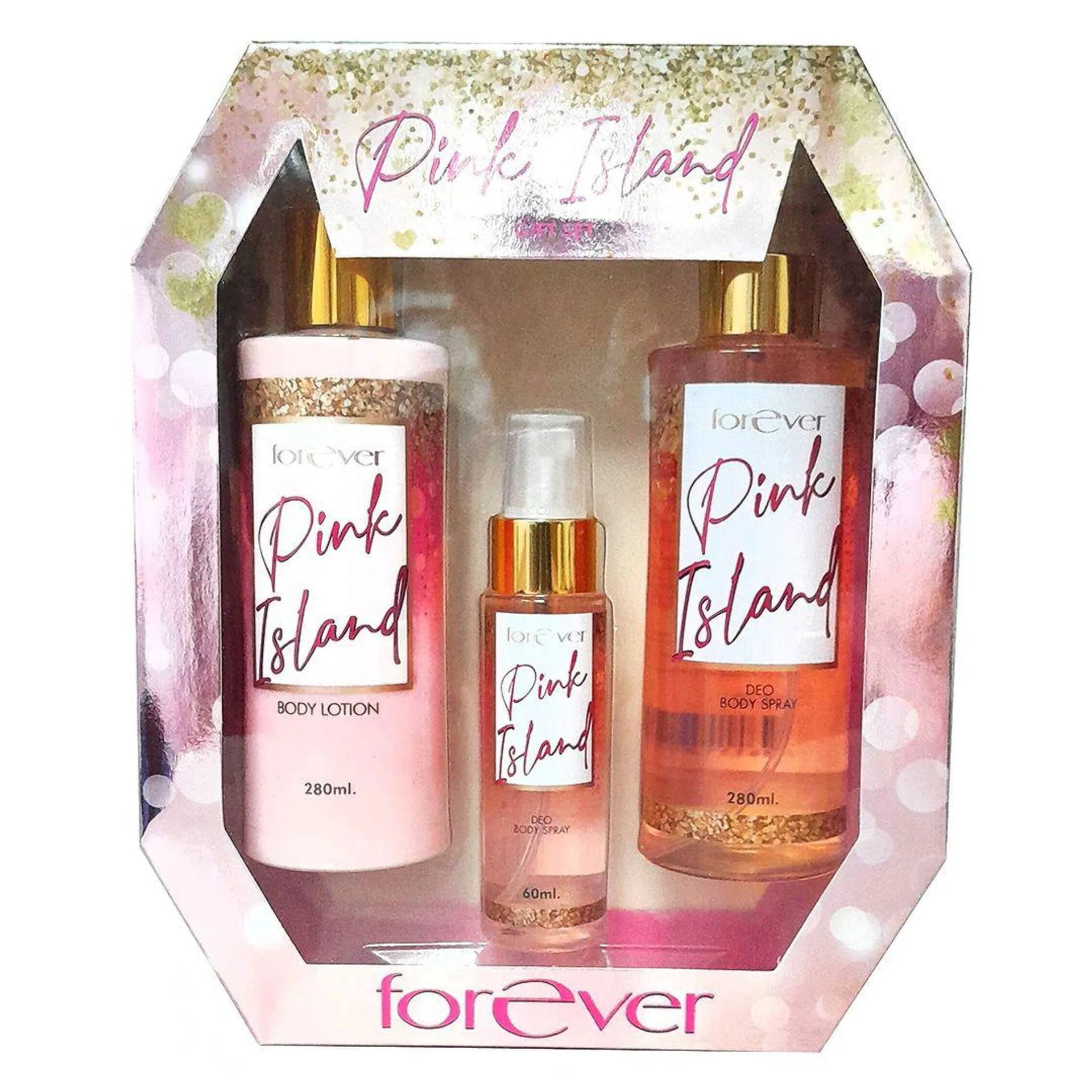 Set Forever Pink Island Deo Body Spray más Body Lotion for Women