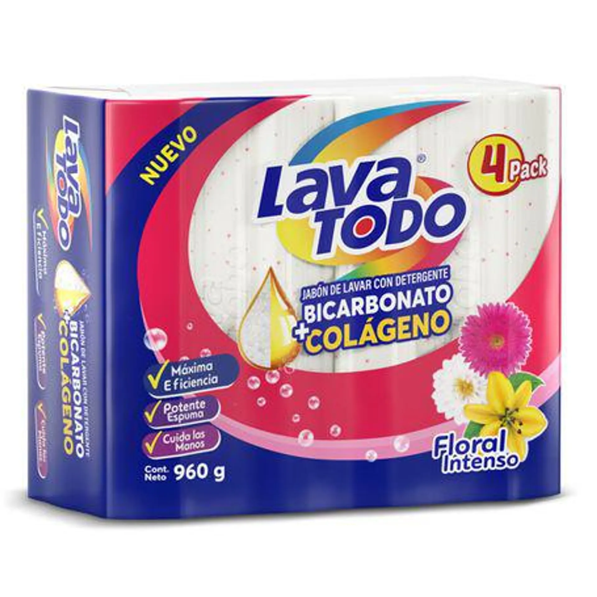 Pack 4 Uds Jabón Lavatodo Floral 960g