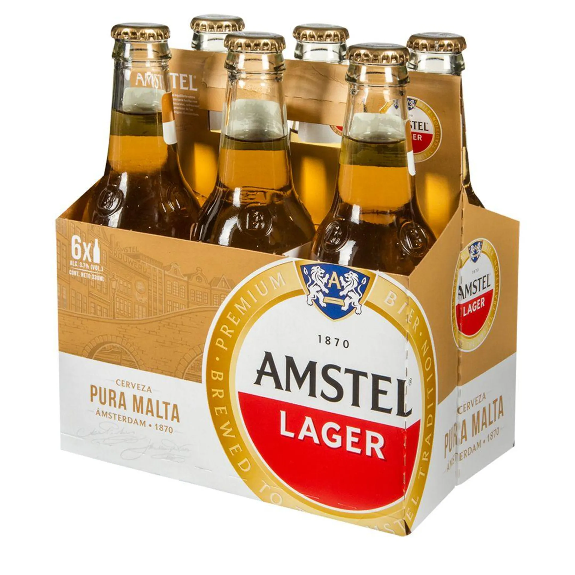 Six Pack Cerveza Amstel Botella 330ml