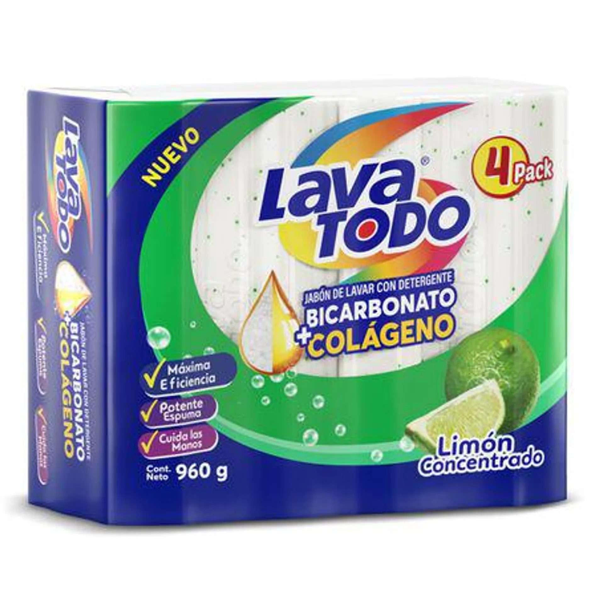 Pack 4 Uds Jabón Lavatodo Limón 960g