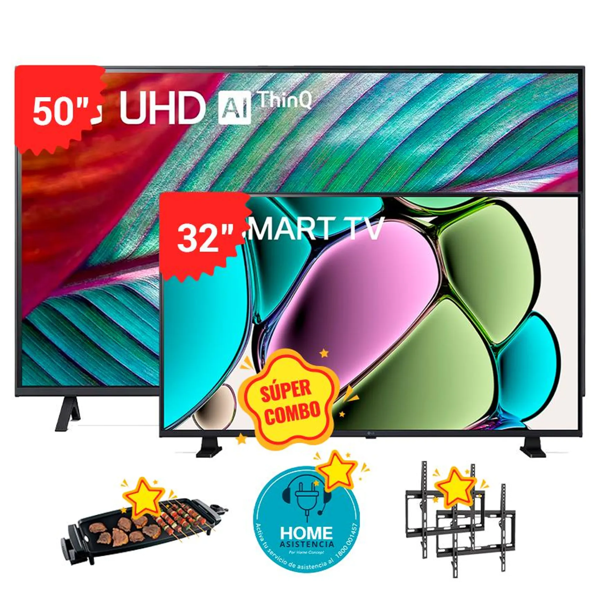 COMBO LG 50" UHD AI THINQ (50UR7800PSB) + 32" HD AI THINQ (32LR650BPSA)