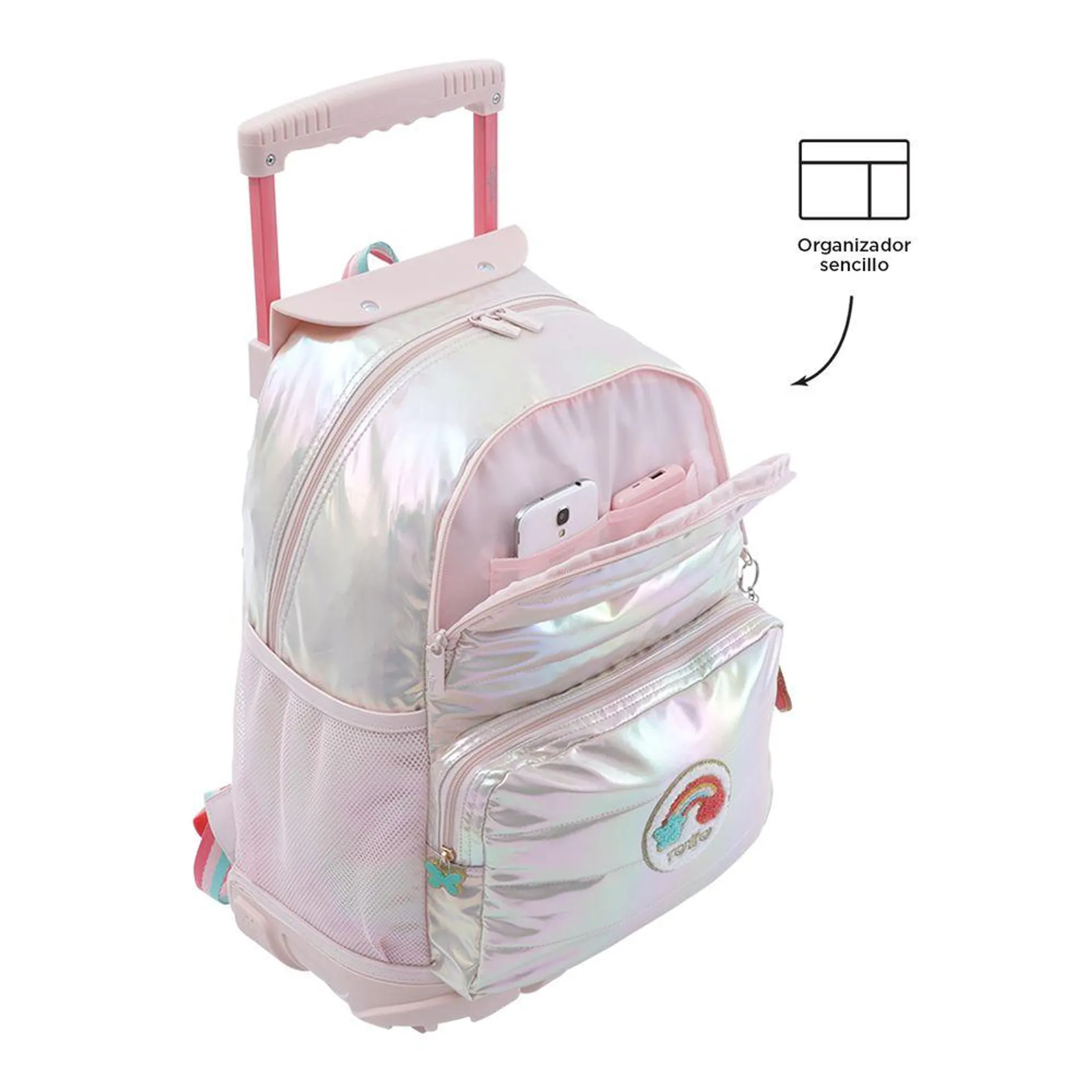 Mochila Ruedas para Niña Glowy L - Rosado