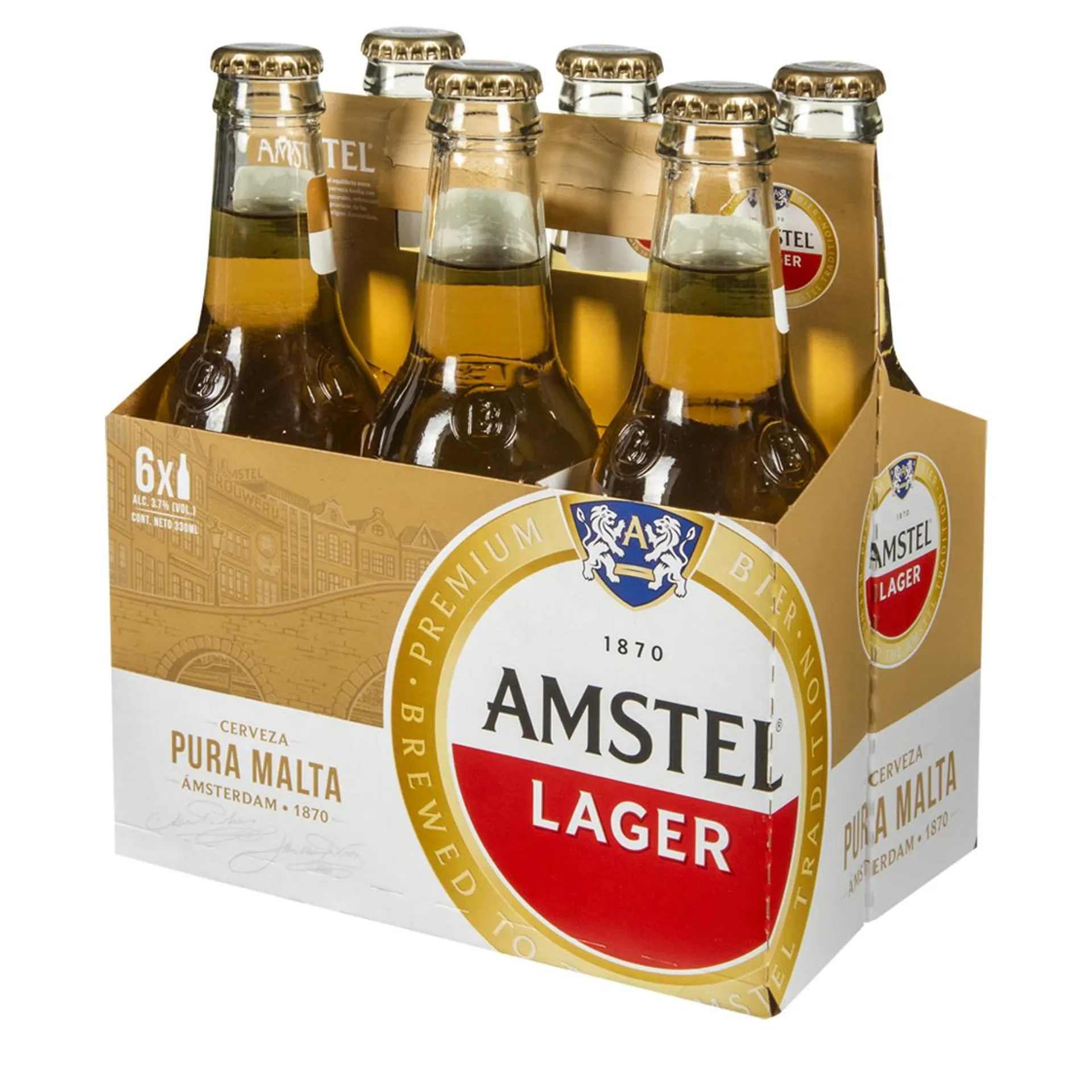 Six Pack Cerveza Amstel Botella 330ml