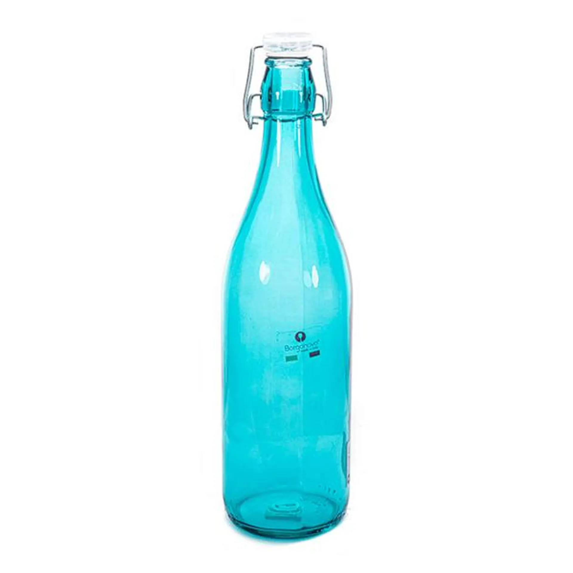 Botella de vidrio WilmaTurquesa 1000 ml con tapa transparente