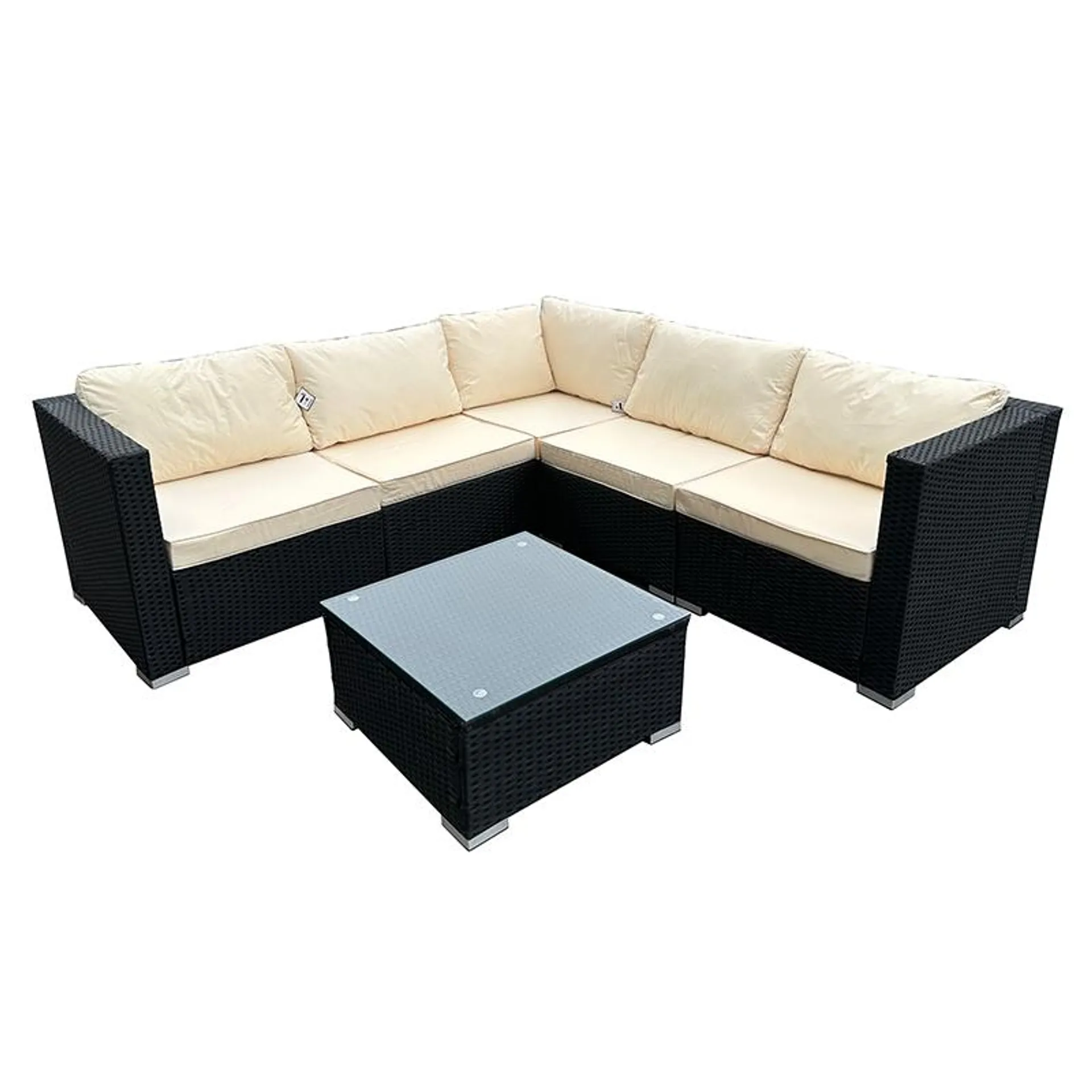 Mueble de Patio Esquinero Trieste Negro 6 Piezas