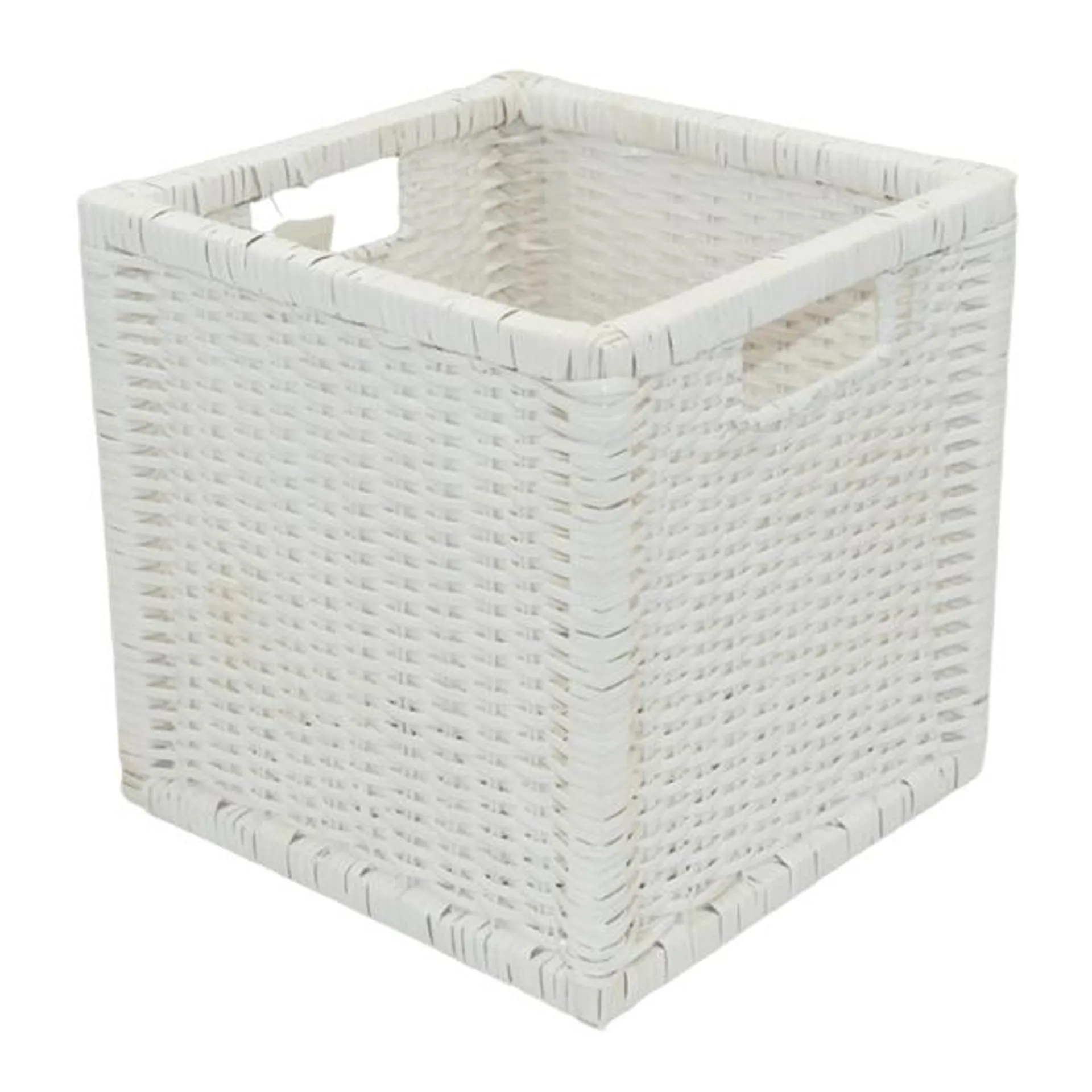 Caja Organizadora Mimbre 28 x 28 cm Blanca