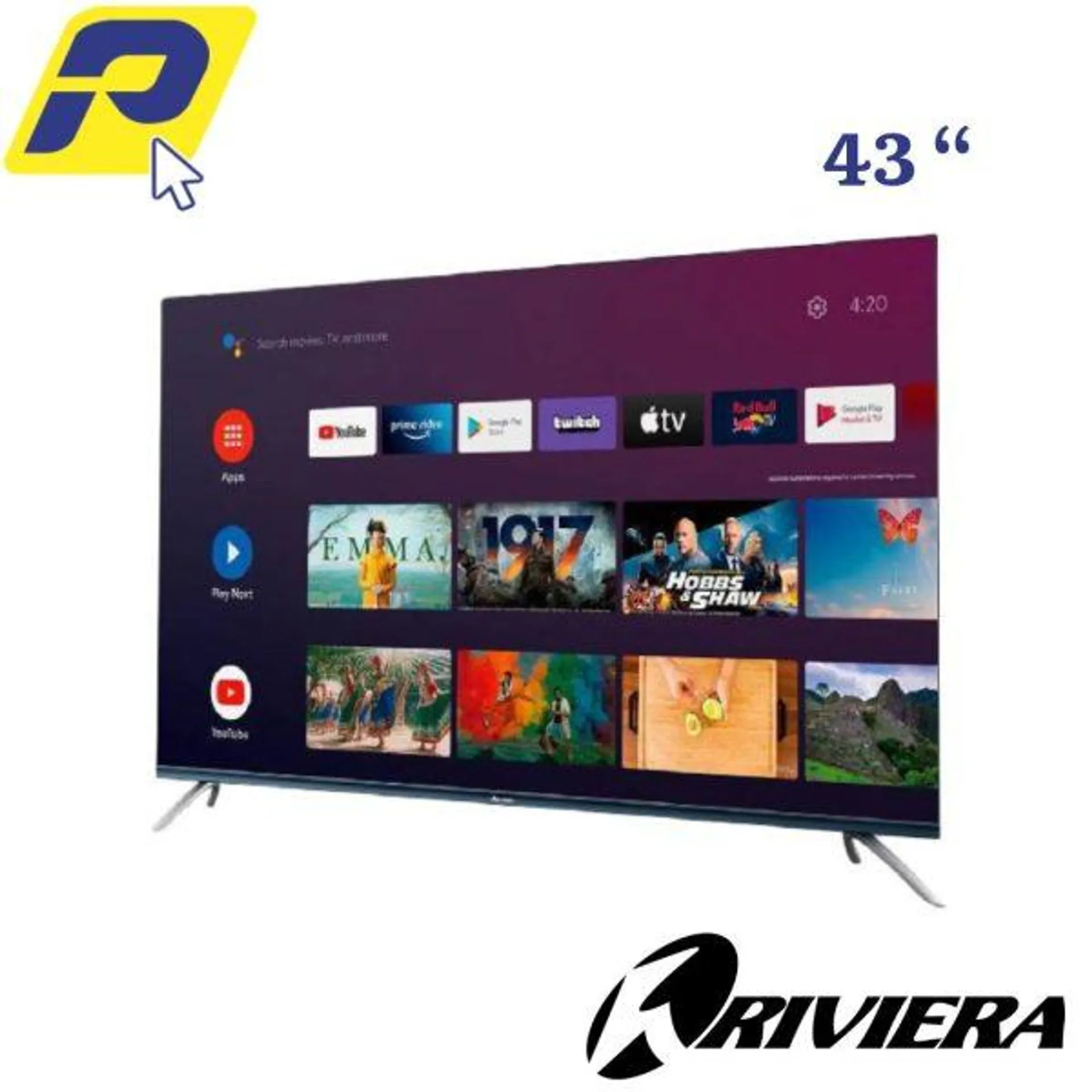 SMART TV RIVIERA 43 PULGADAS FHD (1920×1080) LED ANDROID DOLBY DIGITAL PLUS / RLED-AND43TPXM vision color negro