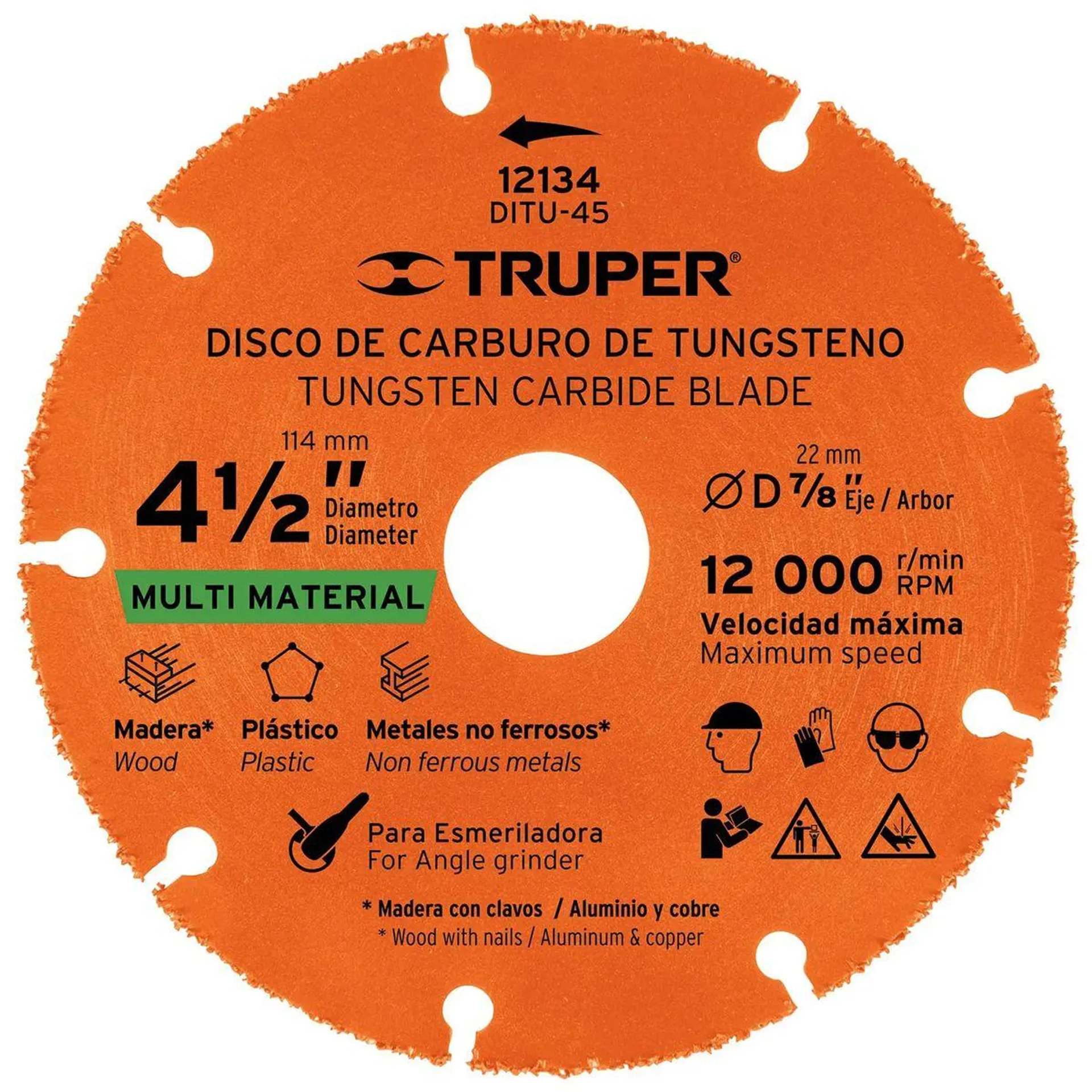 Disco 4-1/2" multimaterial de carburo de tungsteno