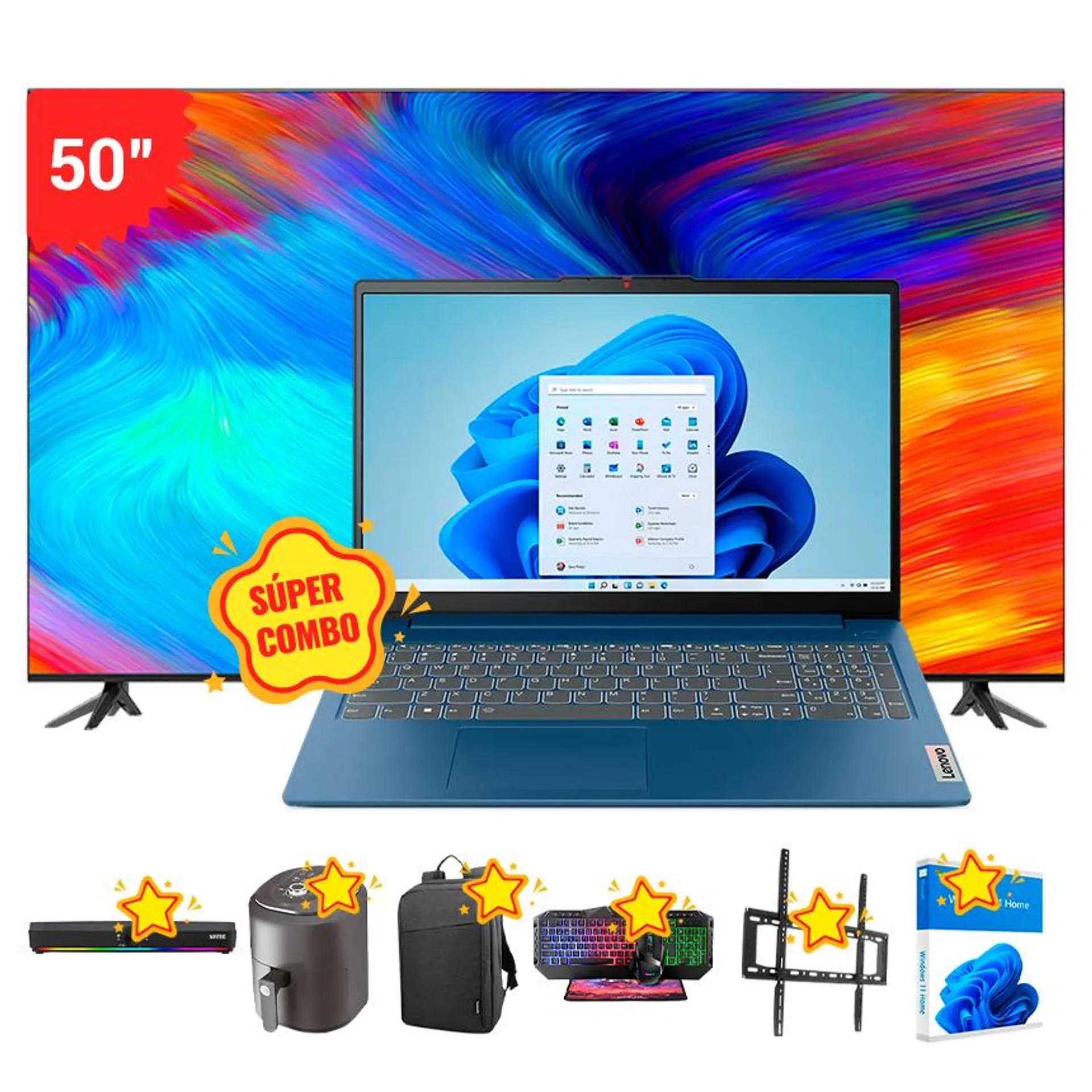 COMBO TCL 50" 4K HDR (50P755) + LENOVO IDEAPAD SLIM 3 15 CORE I5 (512GB)