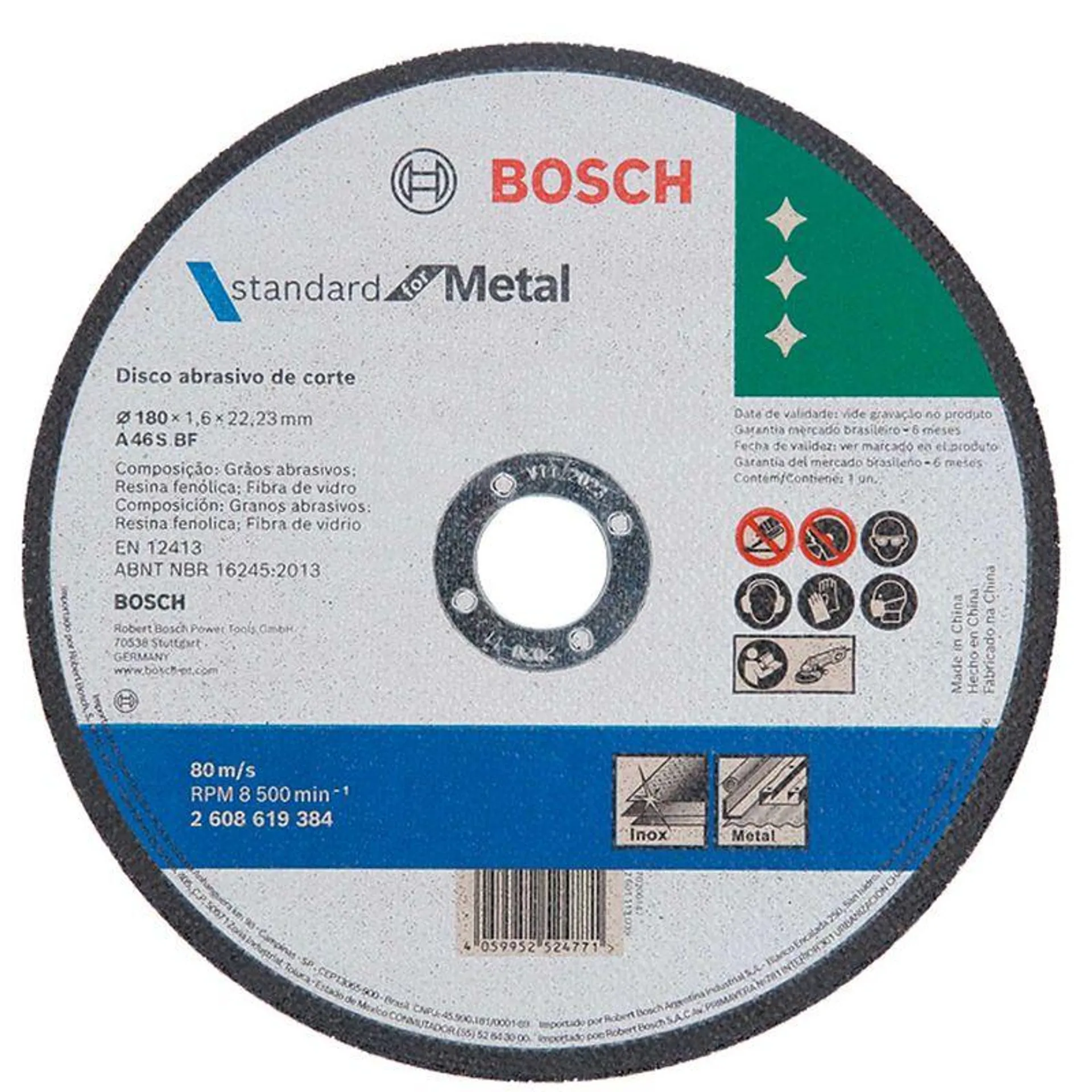 Disco Corte Metal 180X1,6X22,23Mm Bosch