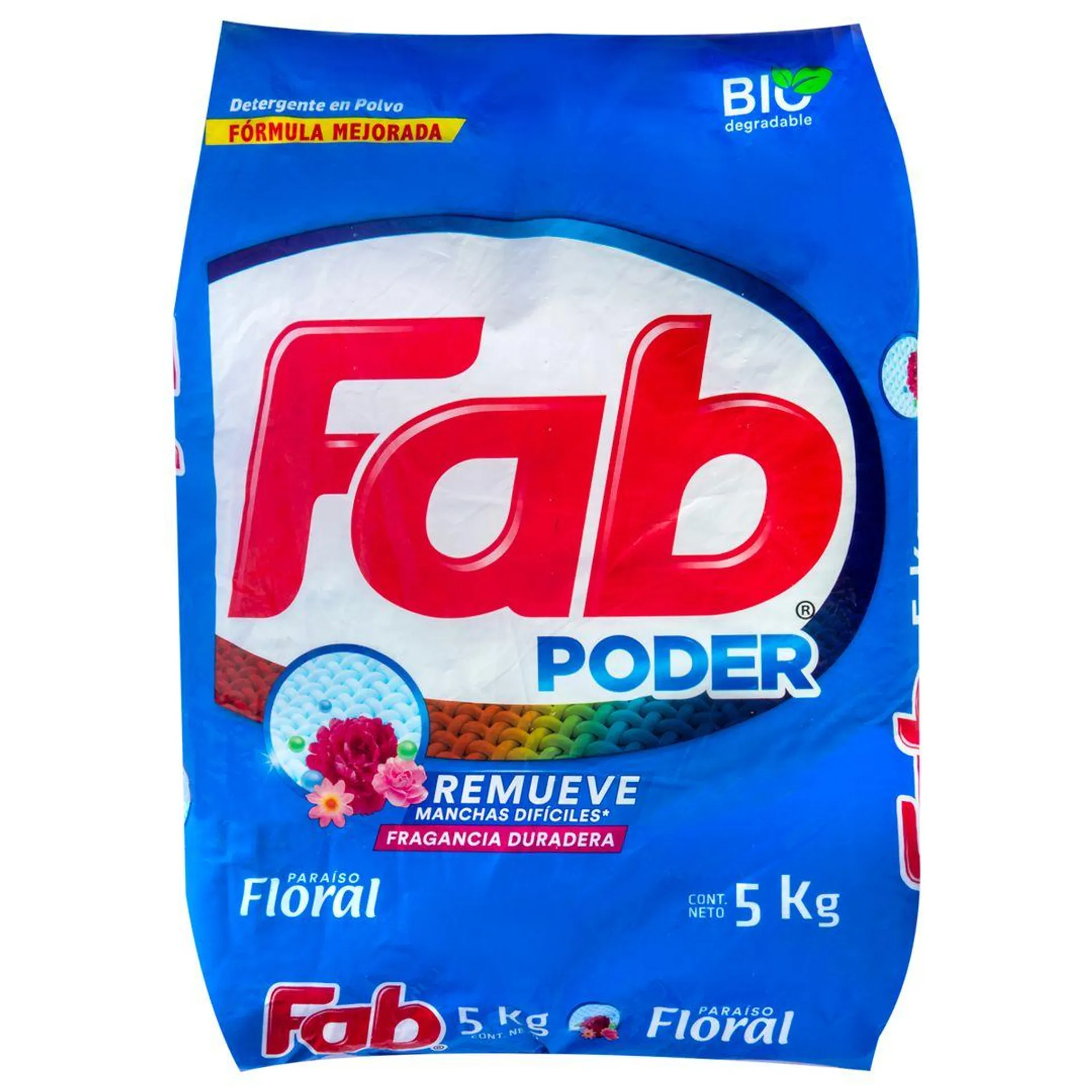 Detergente en Polvo Fab 3 Paraíso Floral 5kg