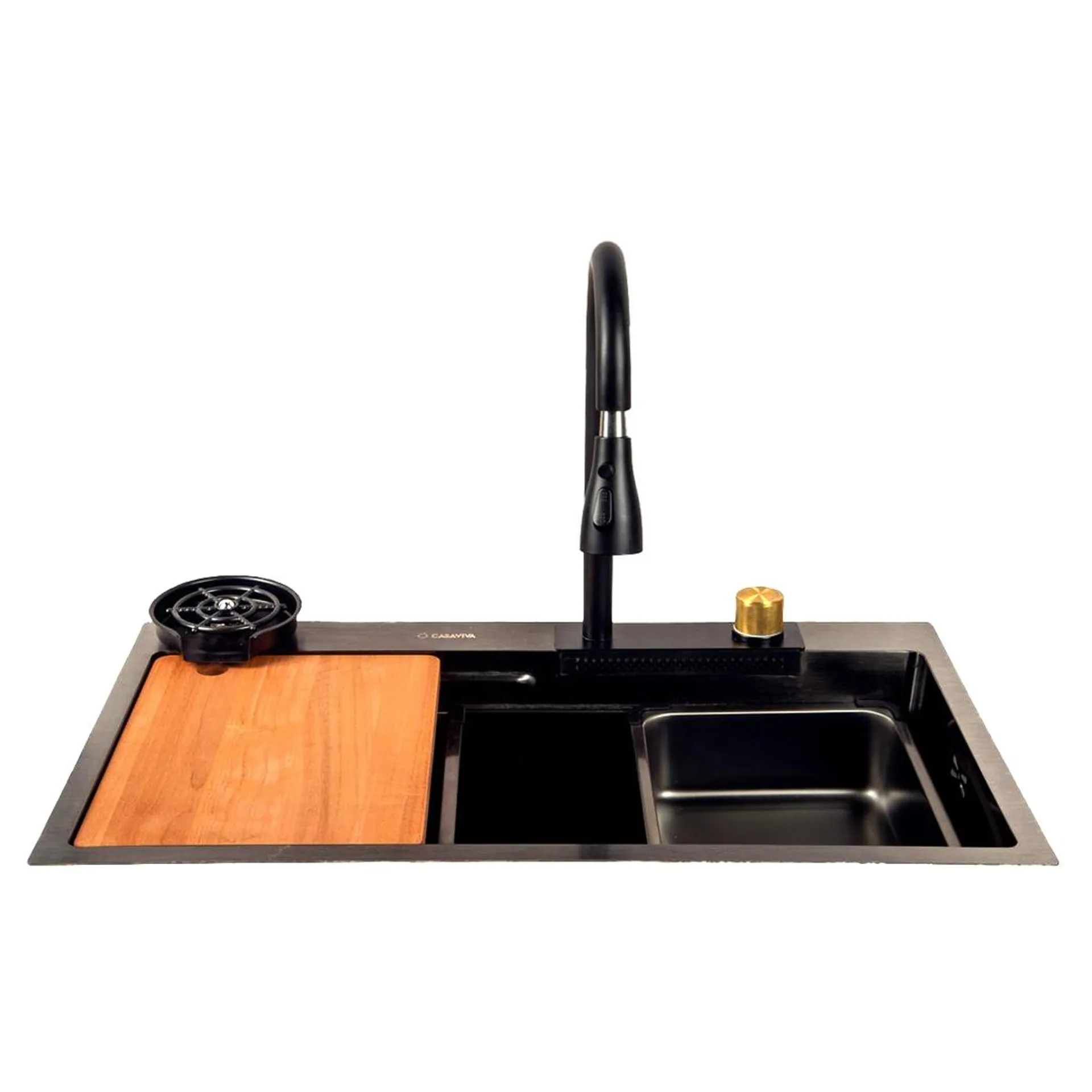 Fregadero Rectangular Casaviva para Cocina con Accesorios 75x45x22cm Cromado Oscuro