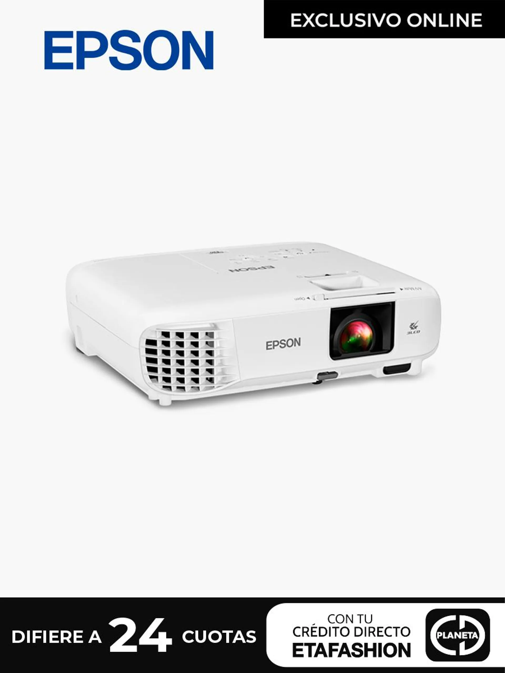 Proyector Epson PowerLite E20 3400 Lúmenes | Blanco